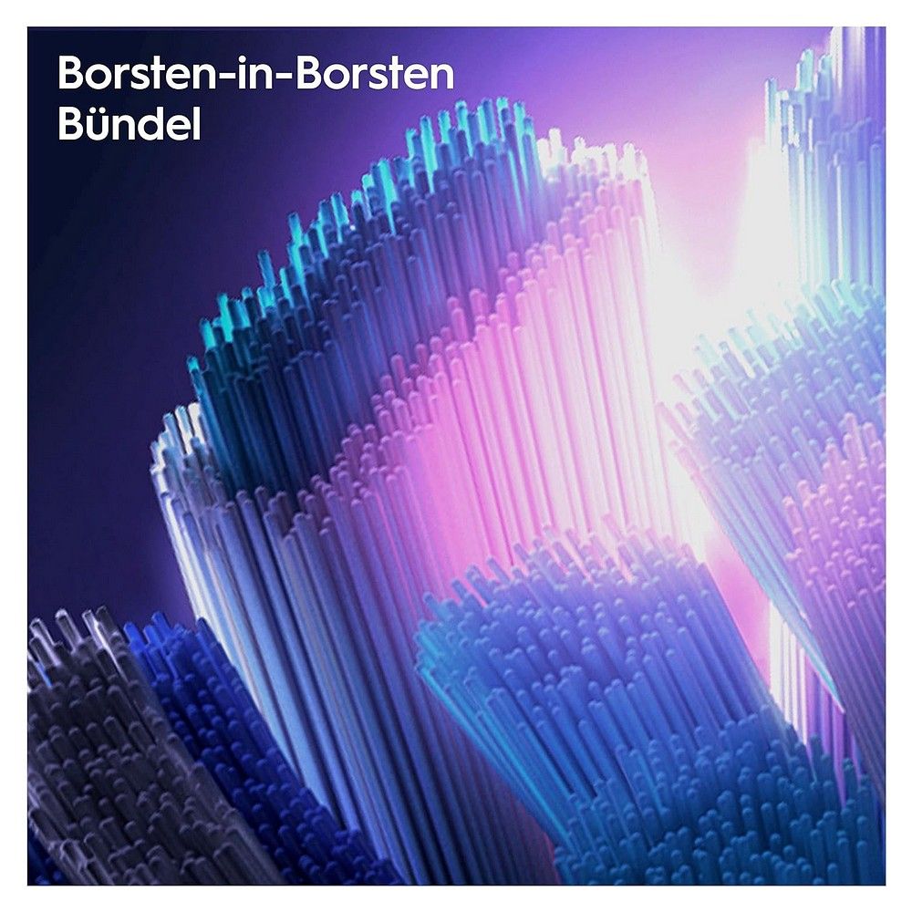 Nahaufnahme der Borsten-in-Borsten-Bündel der Oral-B iO Zahnbürste.