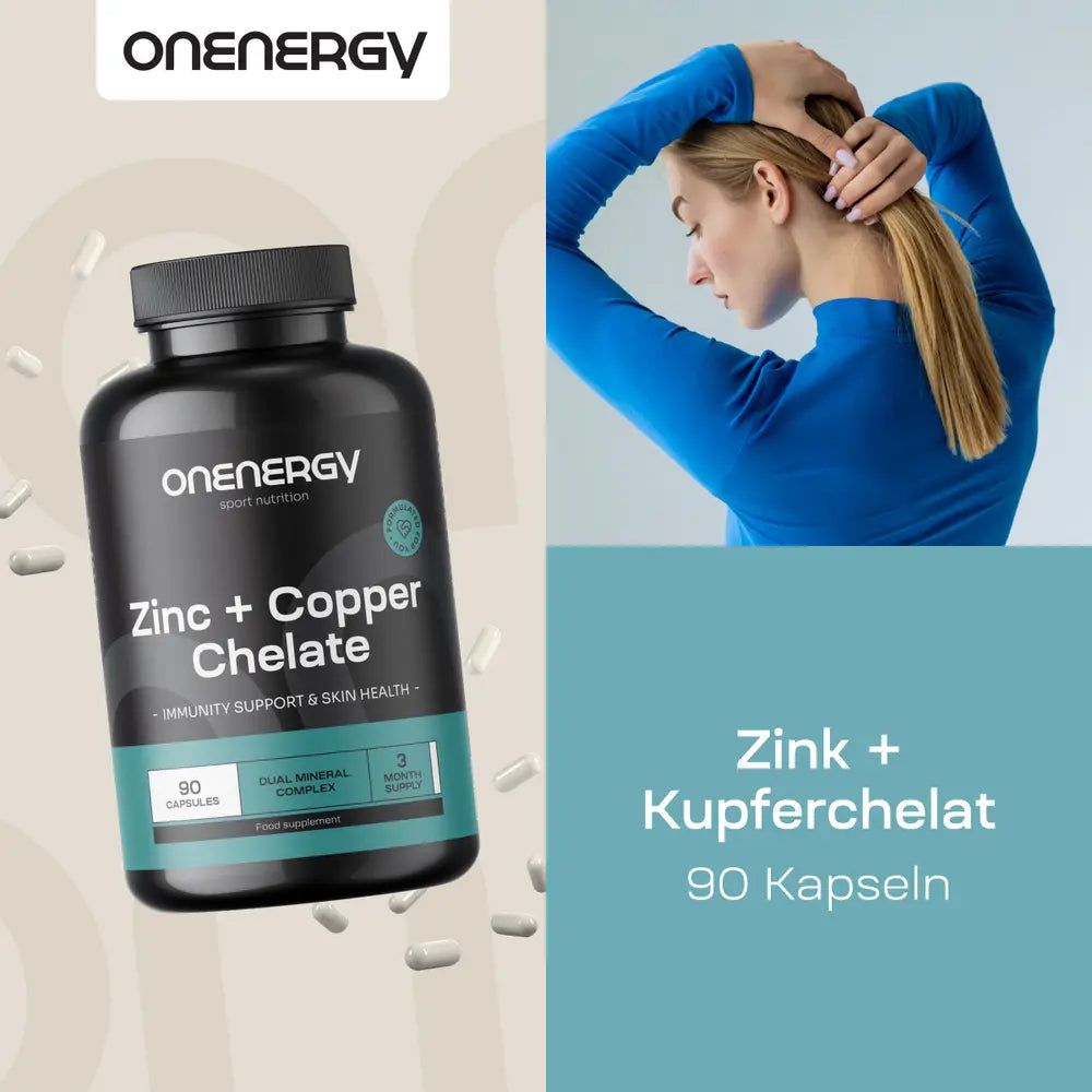 Dose Zink + Kupfer Chelat und Frau. 90 Kapseln.