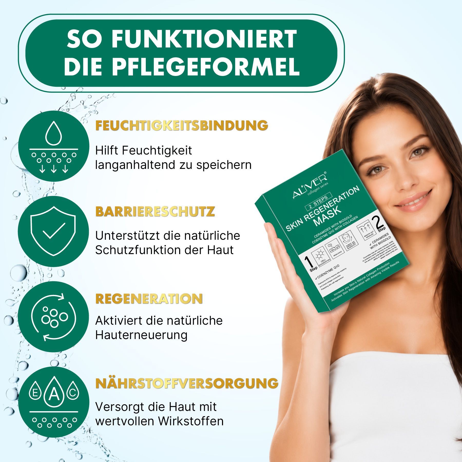 ALIVER Gesichtsmaske 2-Step-System Anti-Aging Pflege mit Kollagen Coenzym Q10