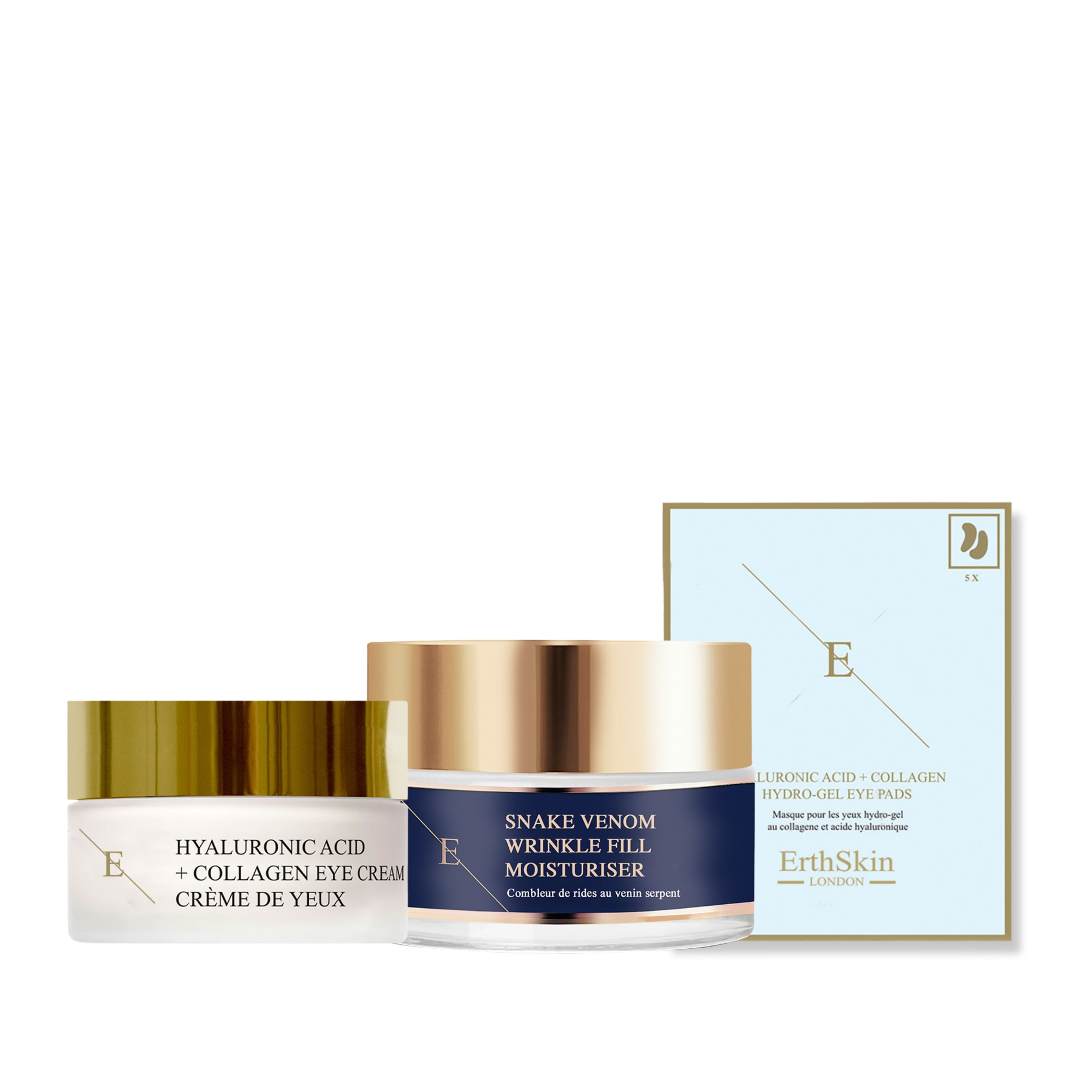 ErthSkin London Hyaluronsäure-Augencreme + Feuchtigkeitscreme zum Auffüllen von Falten   + Augenpads