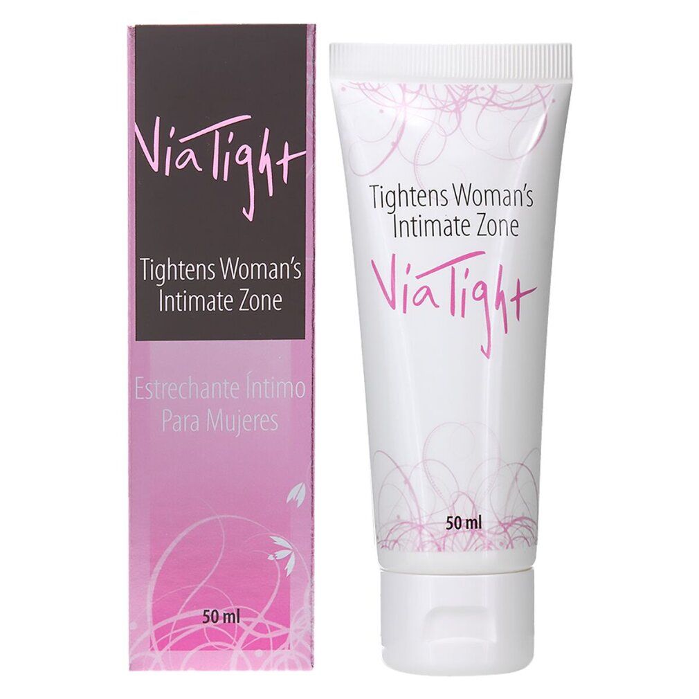 ViaTight Tube und Schachtel. Text: Tightens Woman's Intimate Zone. Estrechanche Intimo Para Mujeres. 50 ml.