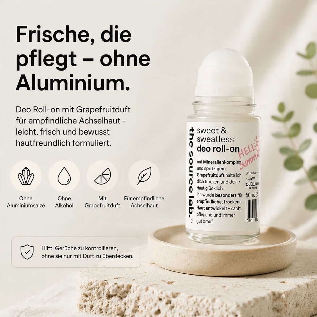 Deo Roll-On ohne Aluminium mit Grapefruitduft für empfindliche Achselhaut.