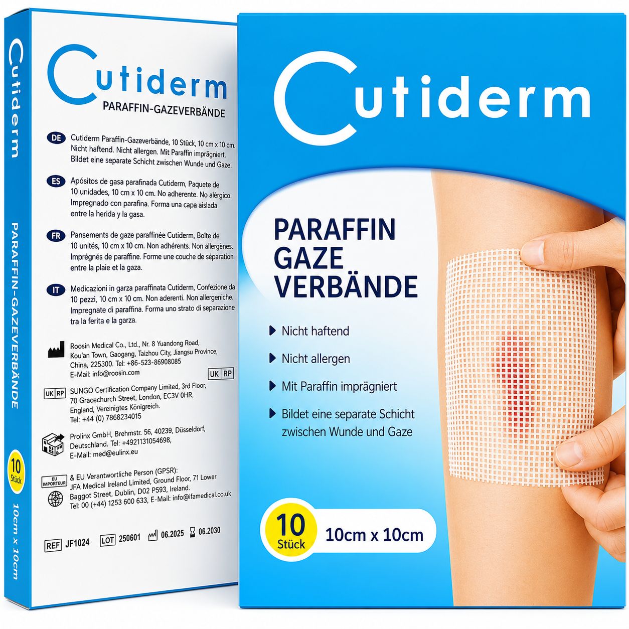 Cutiderm sterile Paraffingaze Kompresse 10 cm x 10 cm