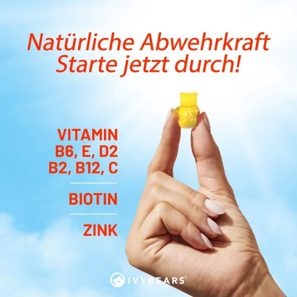 IvyBears Boost Immune Gummies -  Vitamin A, C, D2, E, B-Vitaminen, Zink & Folsäure