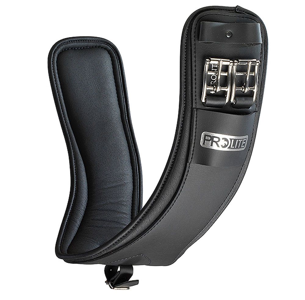 Schwarzer Kurzgurt mit silbernen Schnallen und PROLITE-Logo. V-förmige Aussparung.