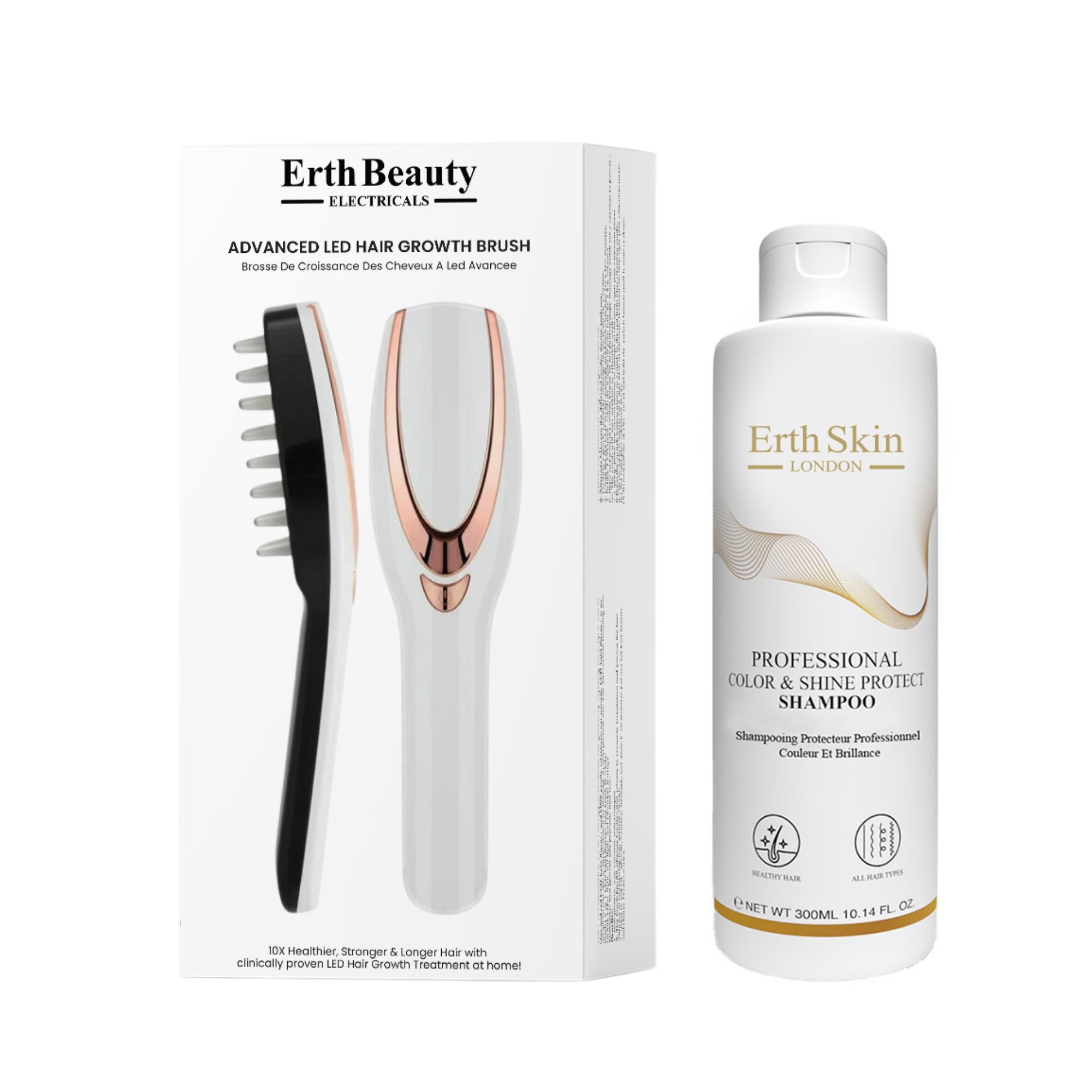 ErthSkin London LED Haarwuchsbürste Duo Farbschutz Shampoo