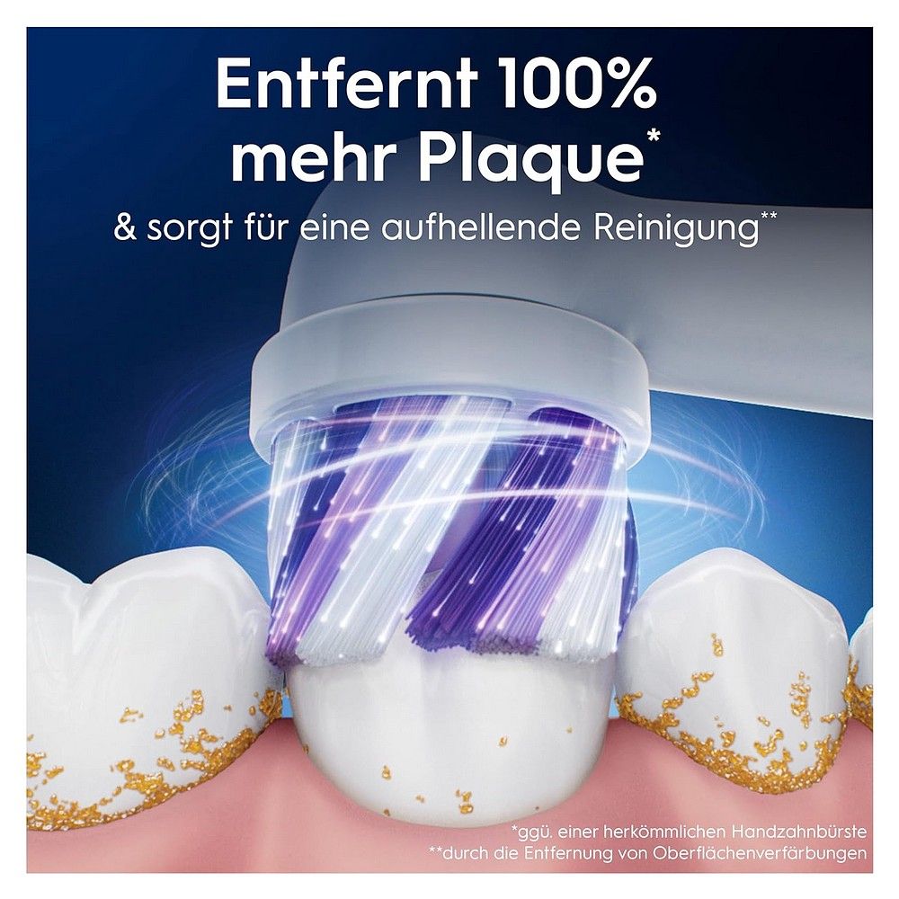 Oral-B iO Bürstenkopf reinigt Zähne und entfernt Plaque.
