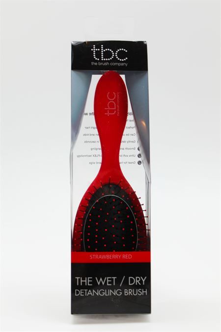 Rote TBC Wet & Dry Haarbürste in Strawberry Red, verpackt.