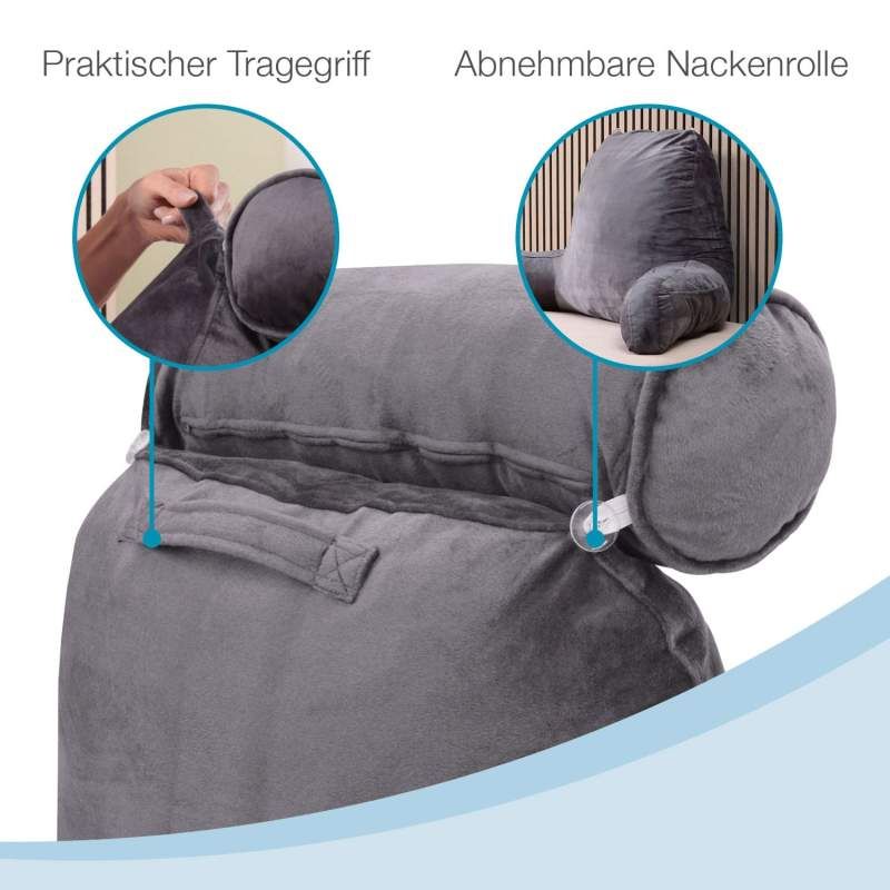 Rückenkissen mit Armlehnen & Nackenrolle