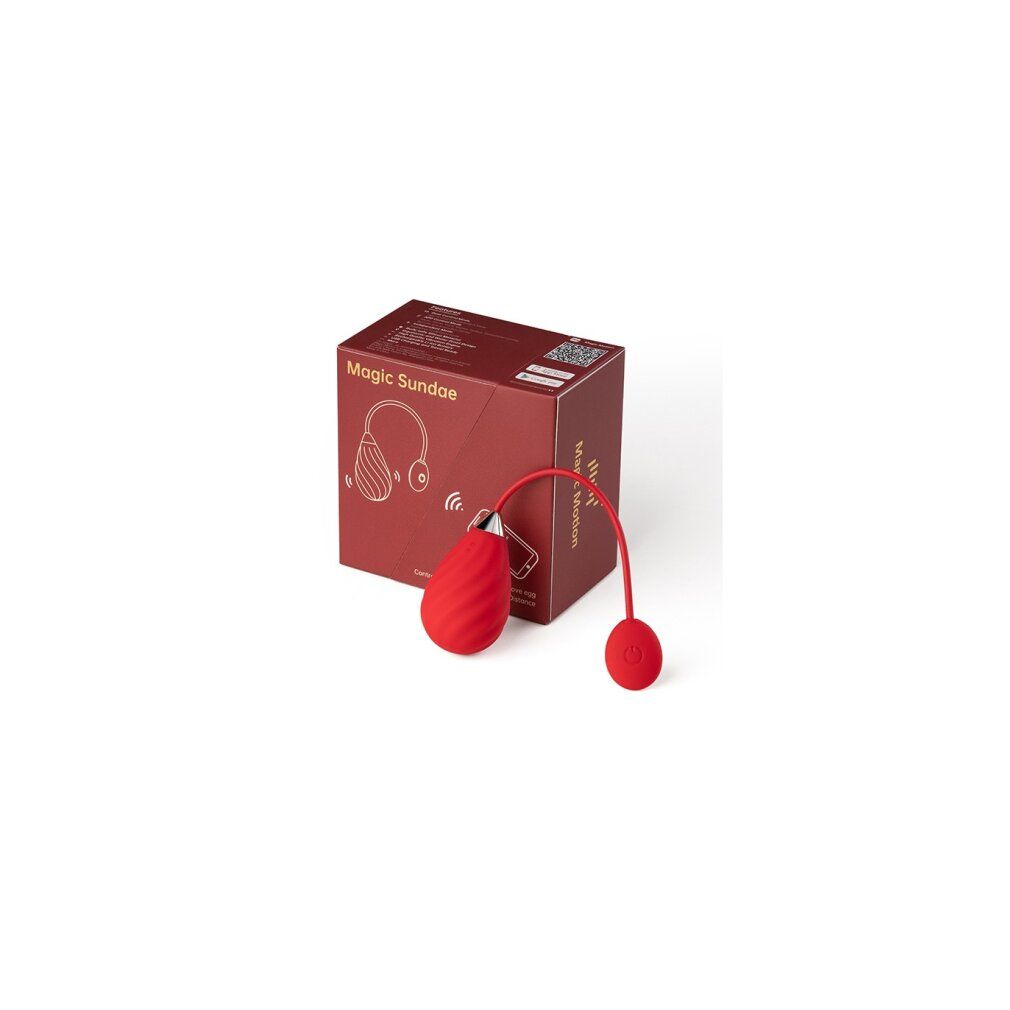 Rotes Produkt mit Verpackung. Die Verpackung trägt den Schriftzug "Magic Sundae".