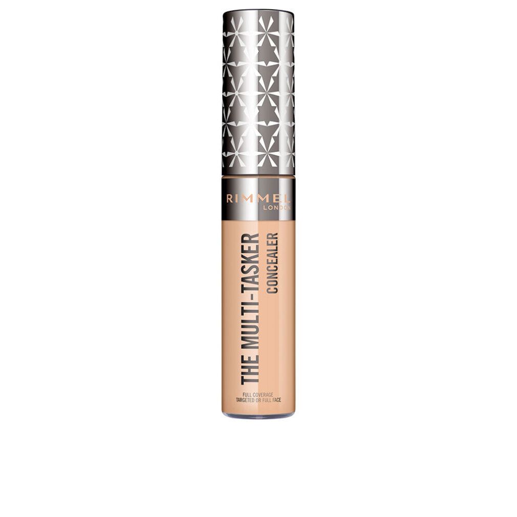 Concealer-Stift mit silberfarbenem Deckel. Aufschrift: THE MULTI-TASKER CONCEALER. Marke: Rimmel London. Farbton: 40 Ivory.