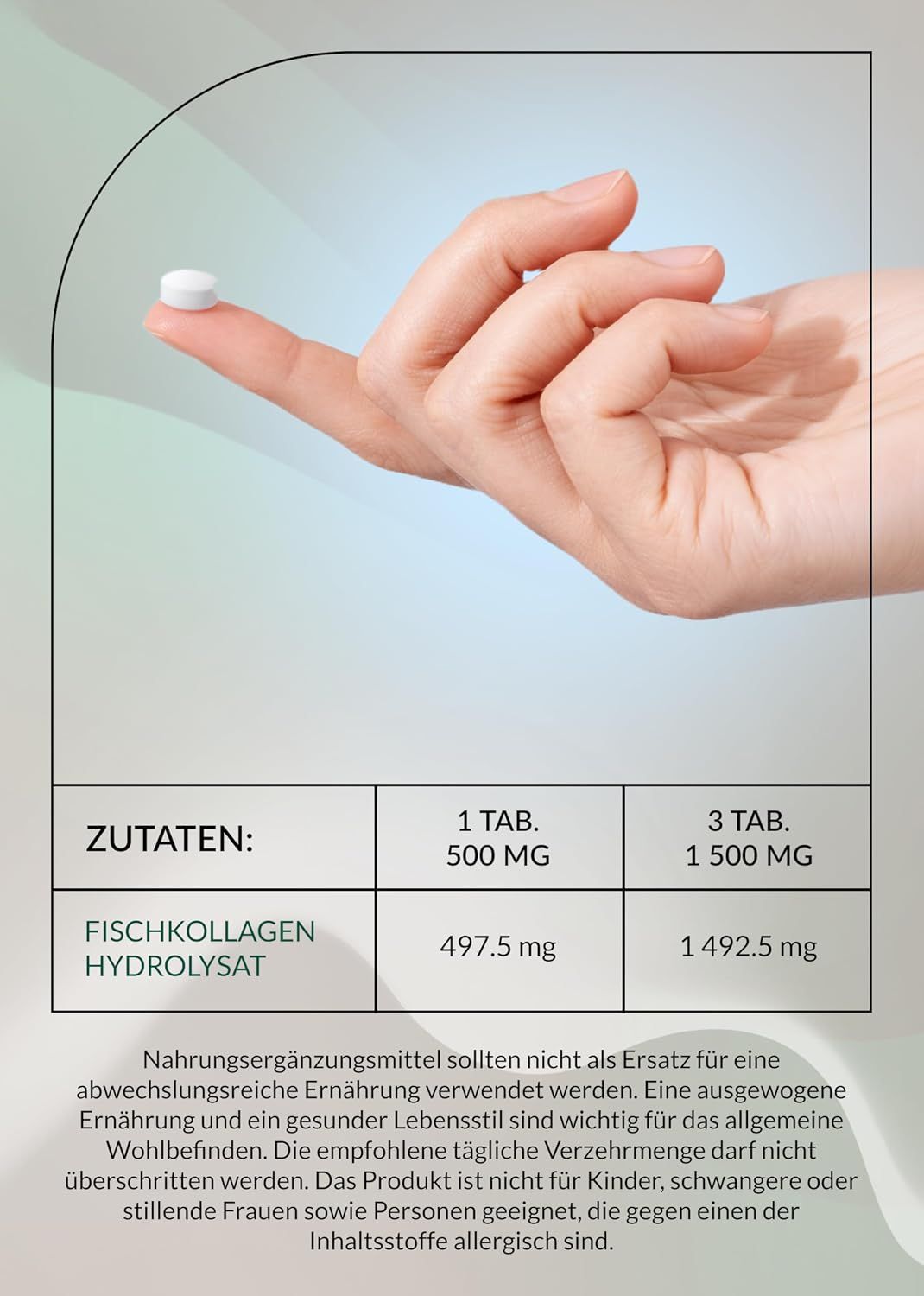 Frau mit Tablette, die hydrolysierte Kollagenpeptide enthält.