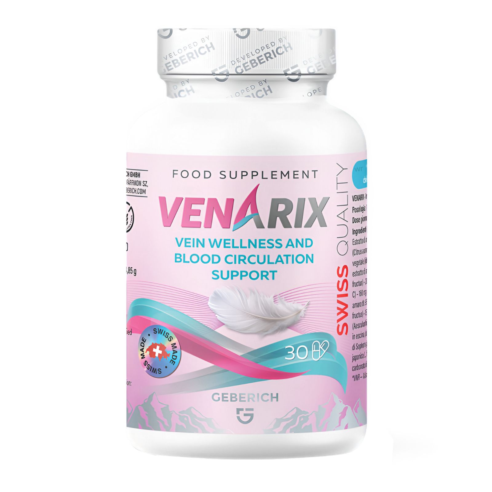 Geberich VenaRix Kapseldose für Venen und Durchblutung, Swiss Made, 30 Kapseln.