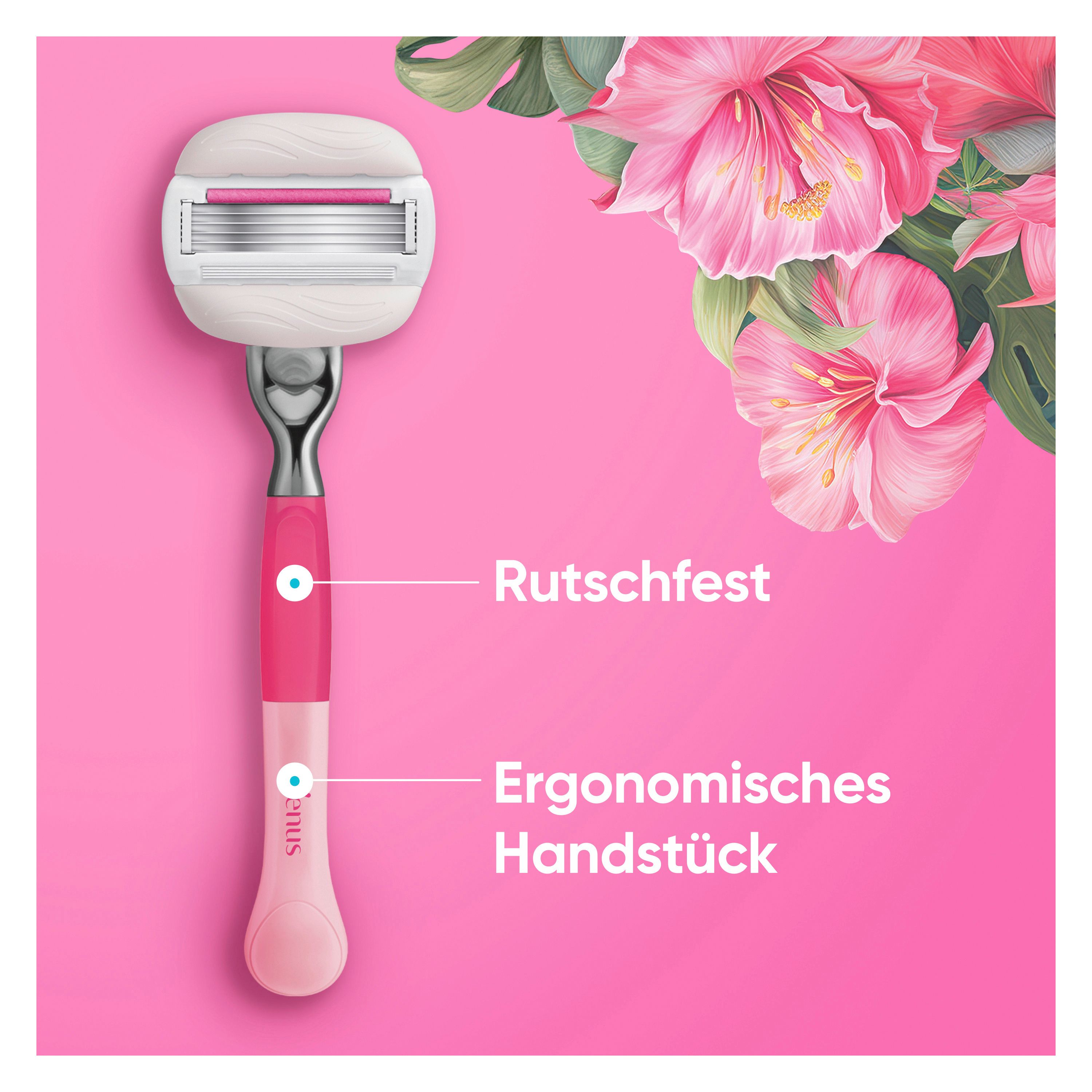 Gillette Venus - Nassrasierer "Comfortglide Tropical" + 3 Rasierklingen & Duschhalterung