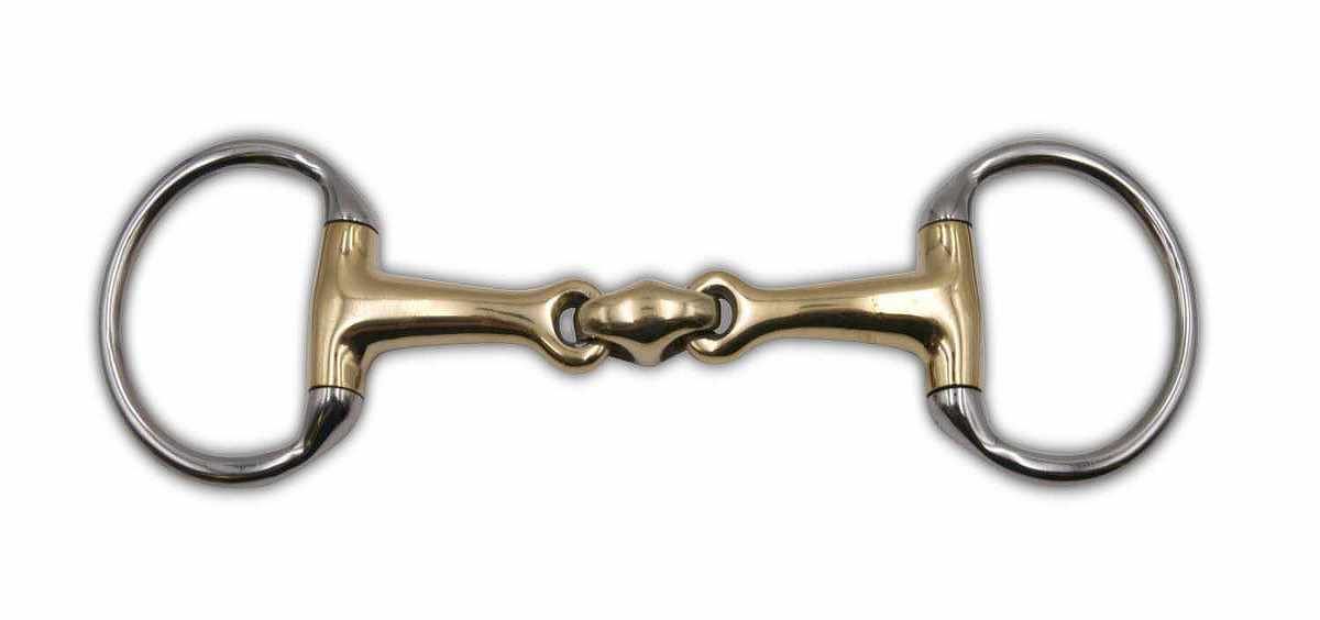 AMKA Olivenkopfgebiss. Goldfarbenes Mittelstück, silberne Ringe.