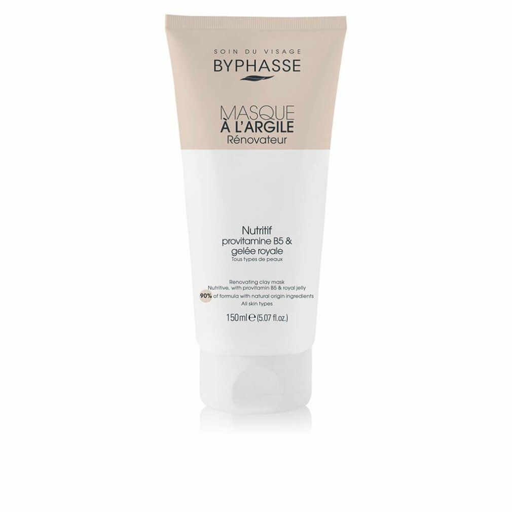 Creme-Tube mit Produktnamen und Inhaltsangaben. Beige und weiße Farbgebung. Text in Französisch.