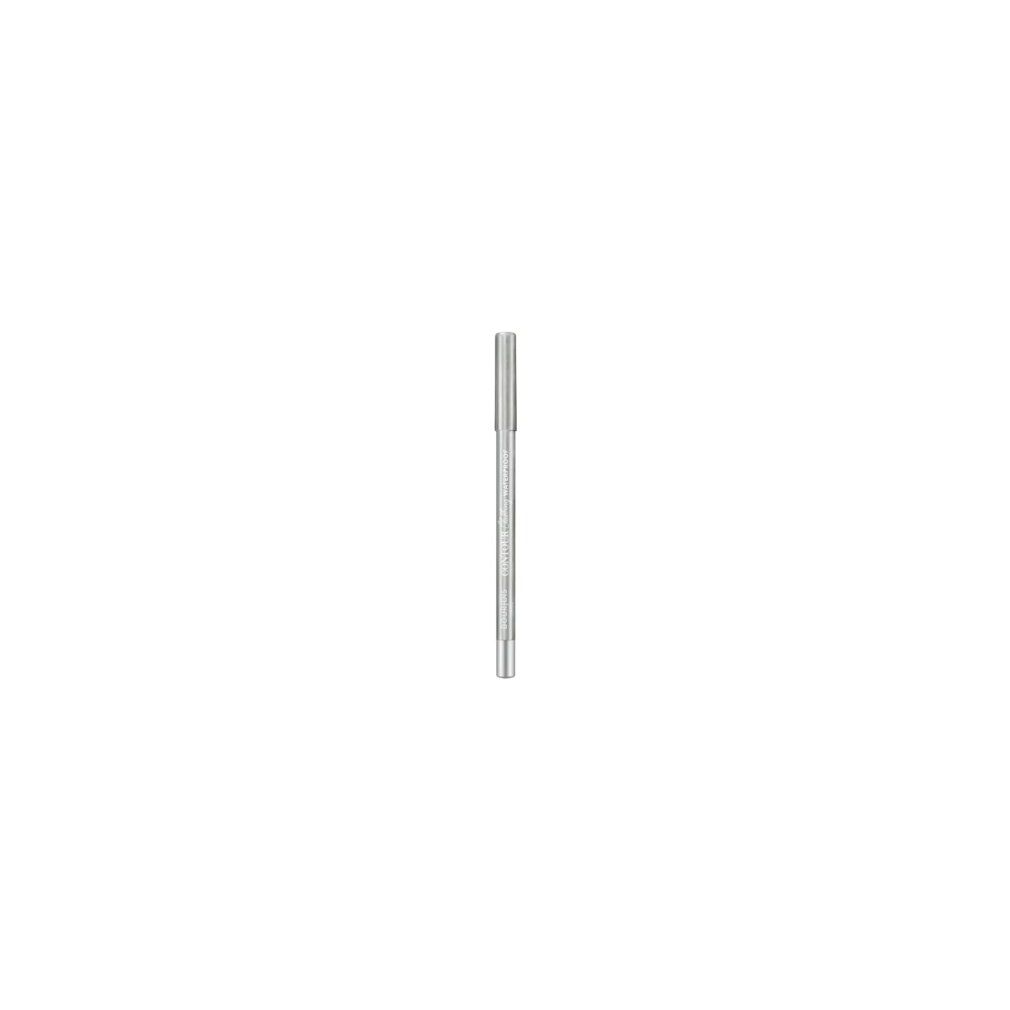 Eyeliner-Stift, silberfarbenes Gehäuse, geschlossene Kappe. Auf weißem Hintergrund.