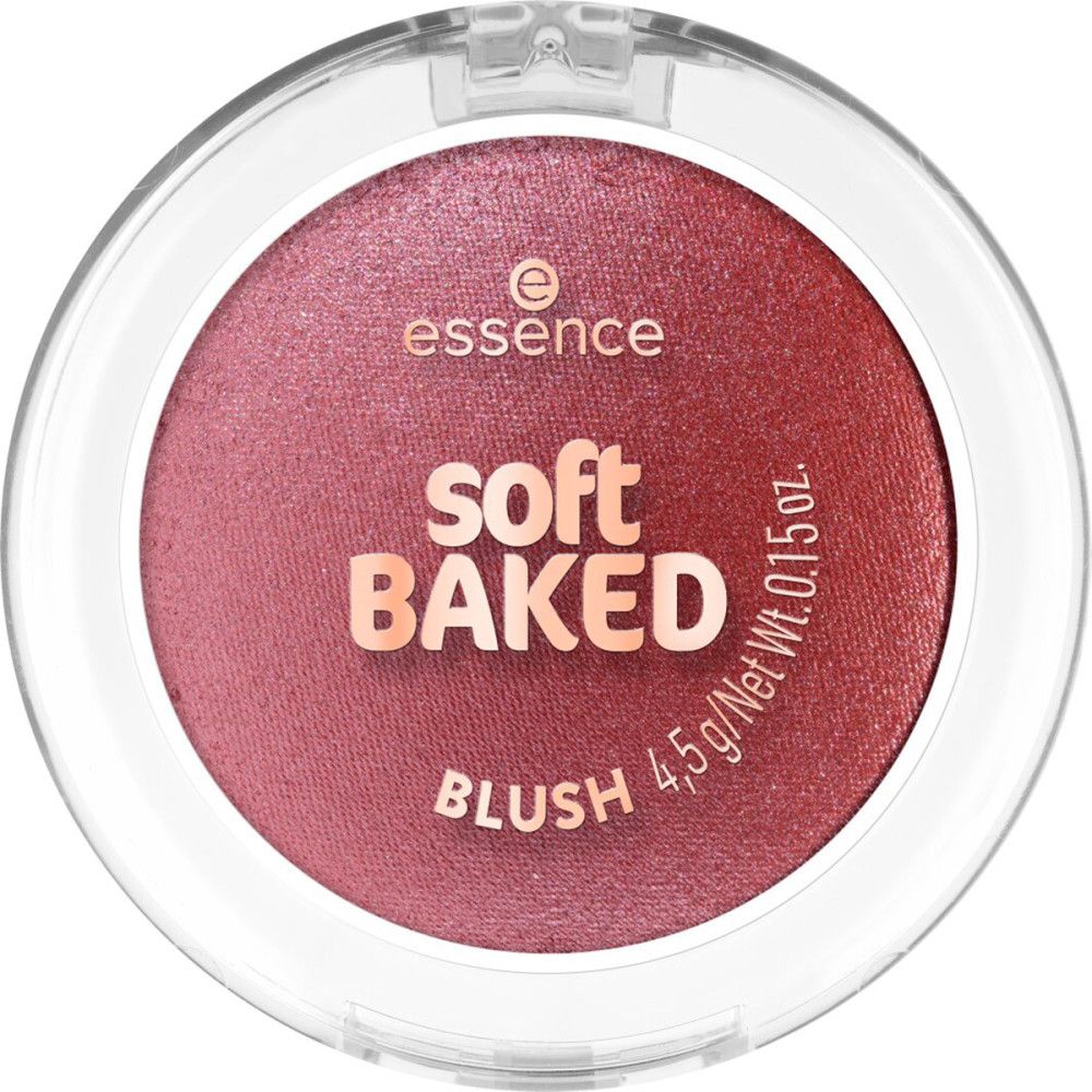 Runder Rouge-Puder in durchsichtiger Dose. Aufschrift: "essence soft BAKED BLUSH".