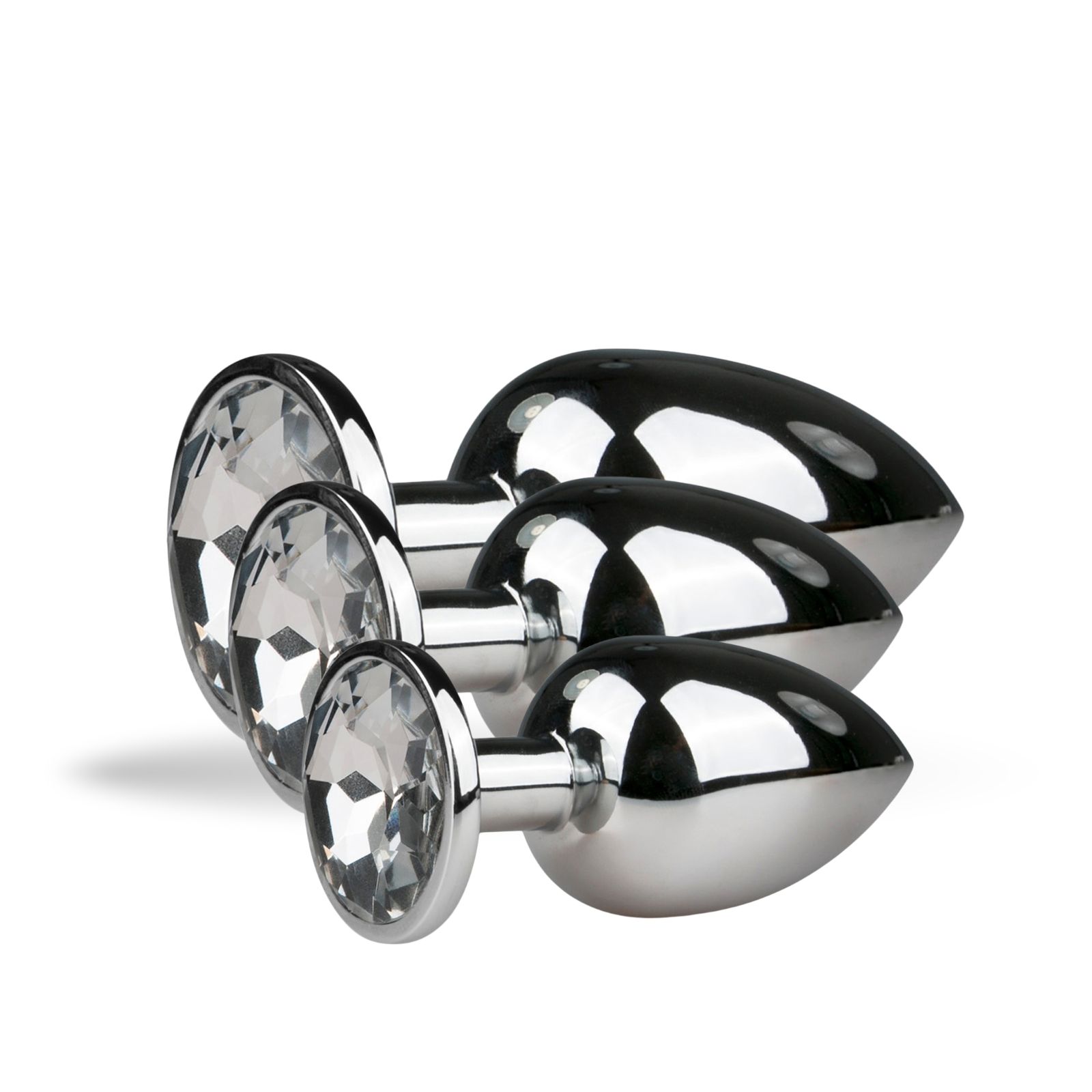 Analplug Silber aus Metall mit Zierstein - SET - Easytoys