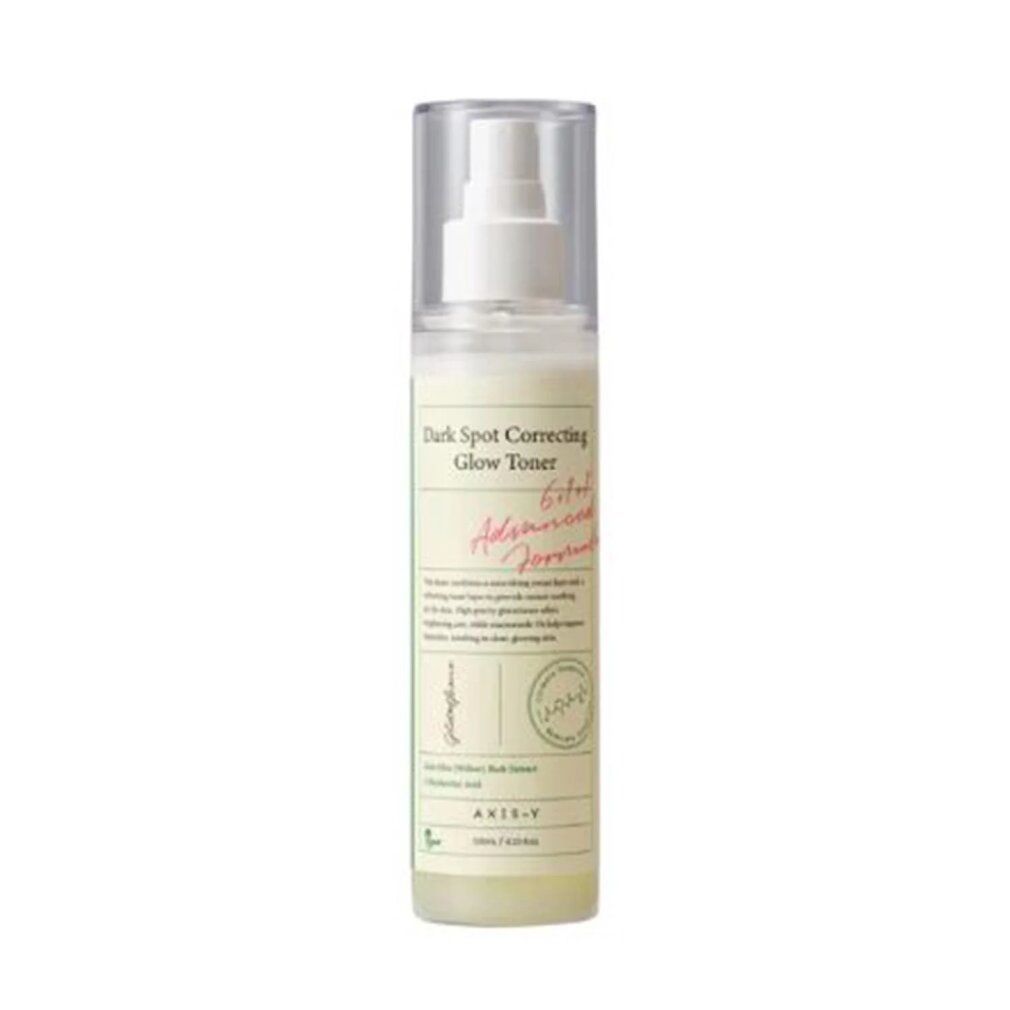 Axis-Y Dark Spot Correcting Glow Toner Flasche mit Pumpspender.