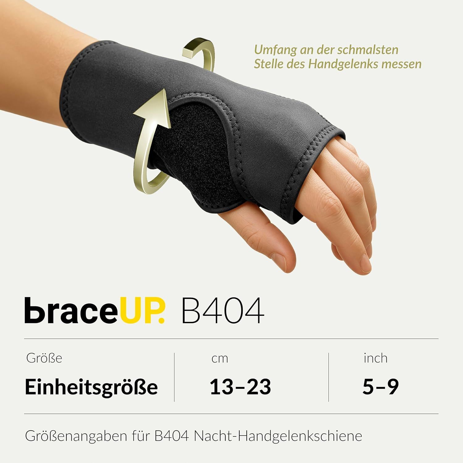 Verstellbare Handgelenkbandage, Umfang 13-23 cm, für linke oder rechte Hand.