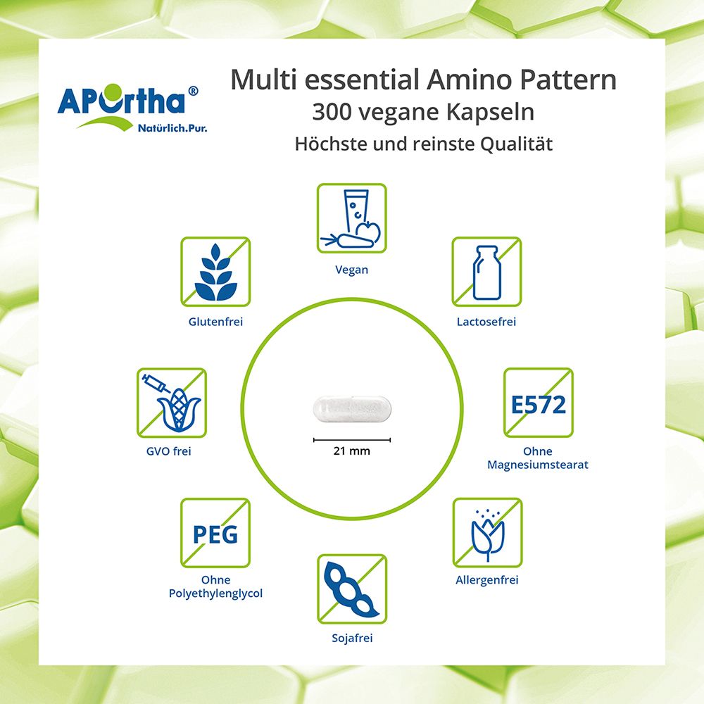APOrtha® Kapseln: Vegan, glutenfrei, laktosefrei, GVO frei, allergenfrei, ohne Magnesiumstearat, 21 mm lang.