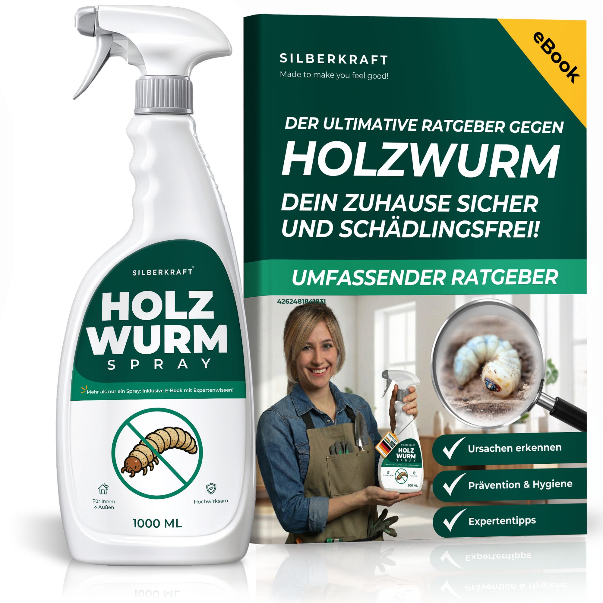 SILBERKRAFT Holzwurm Spray inkl. E-Book