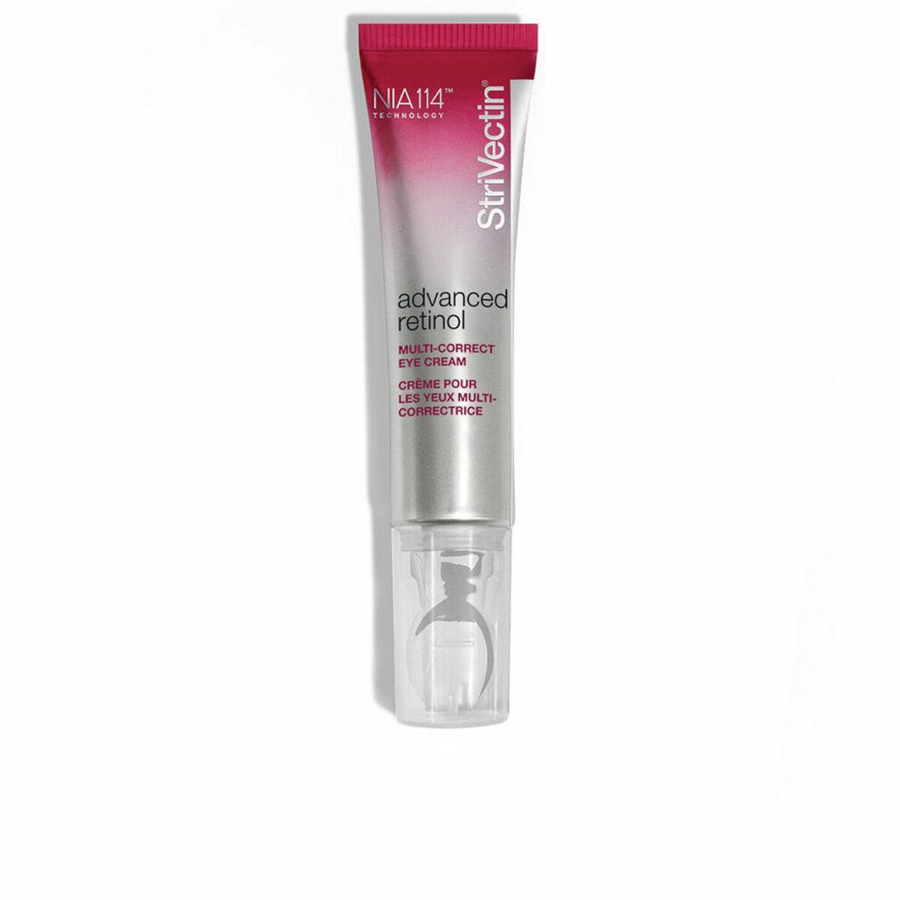 Creme-Tube mit Aufschrift 'advanced retinol'. Marke: StriVectin. Mit Applikator. Rosa-silberfarbenes Design.