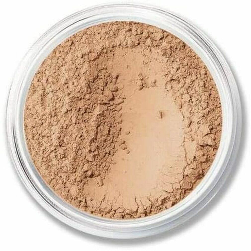 Dose BareMinerals Matte Foundation, von oben. Helles Puder in klarer Dose. Keine weiteren Elemente sichtbar.