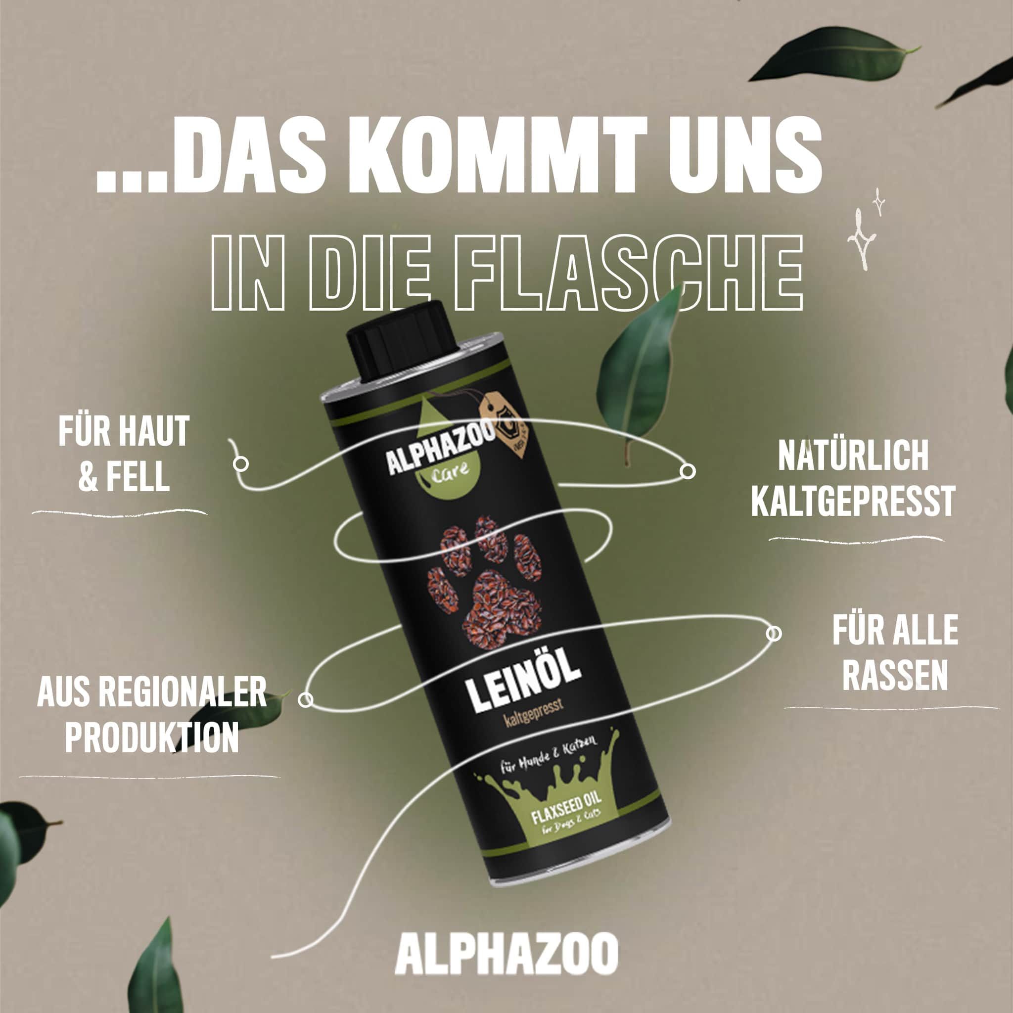 ALPHAZOO Premium Leinöl für Hunde und Katzen