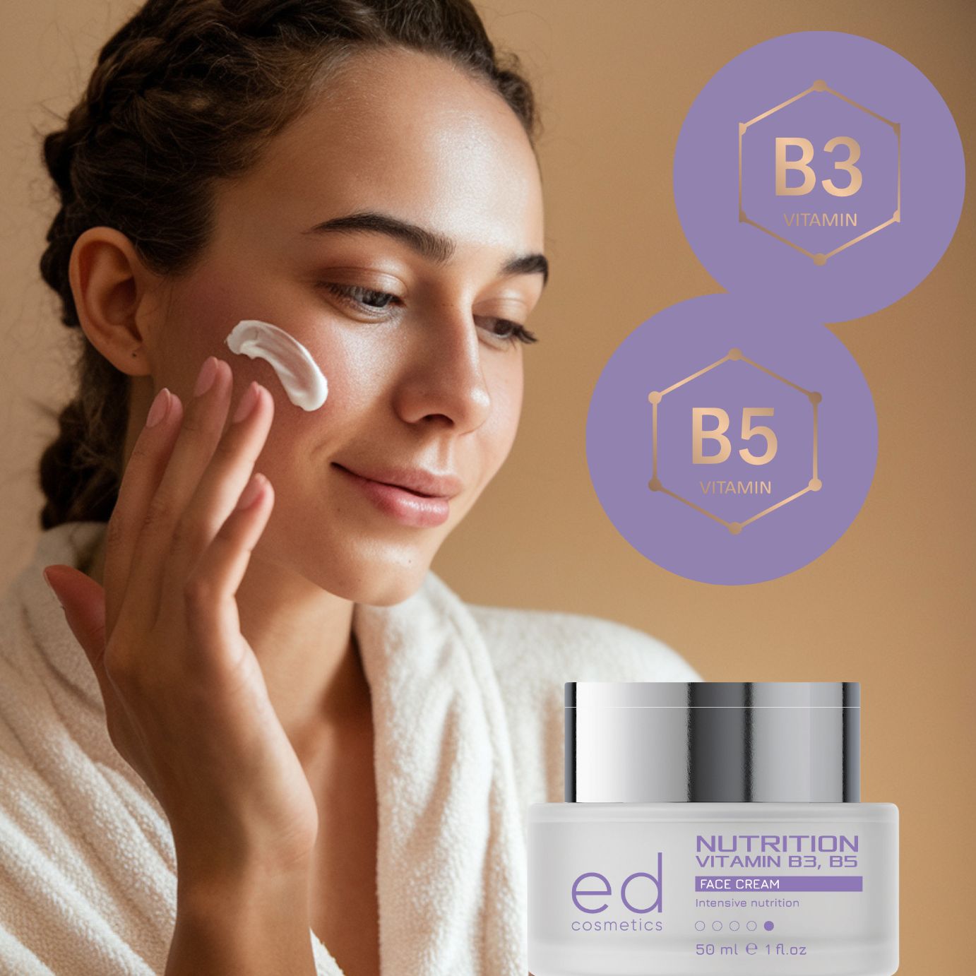 ED COSMETICS Nutrition B3 B5 Creme – Pﬁgmentflecken-Behandlung & Hautregeneration kenbehandlung
