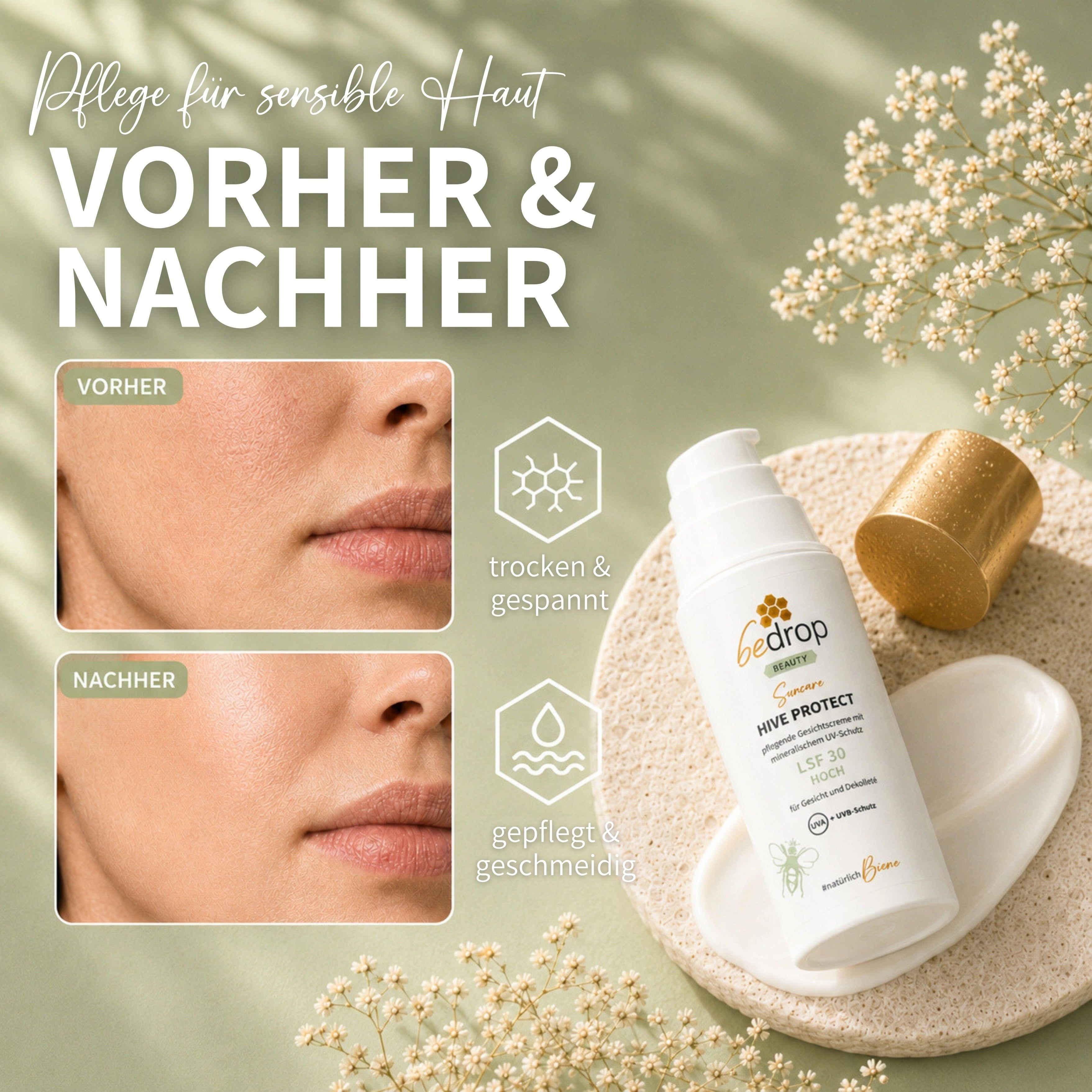 HIVE PROTECT LSF 30 - Sonnencreme für Gesicht mit mineralischem UVA & UVB-Schutz