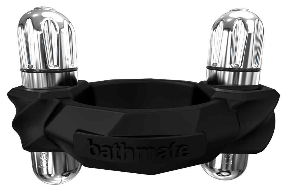 Schwarzes Gerät mit zwei silbernen Aufsätzen. Aufschrift "bathmate".