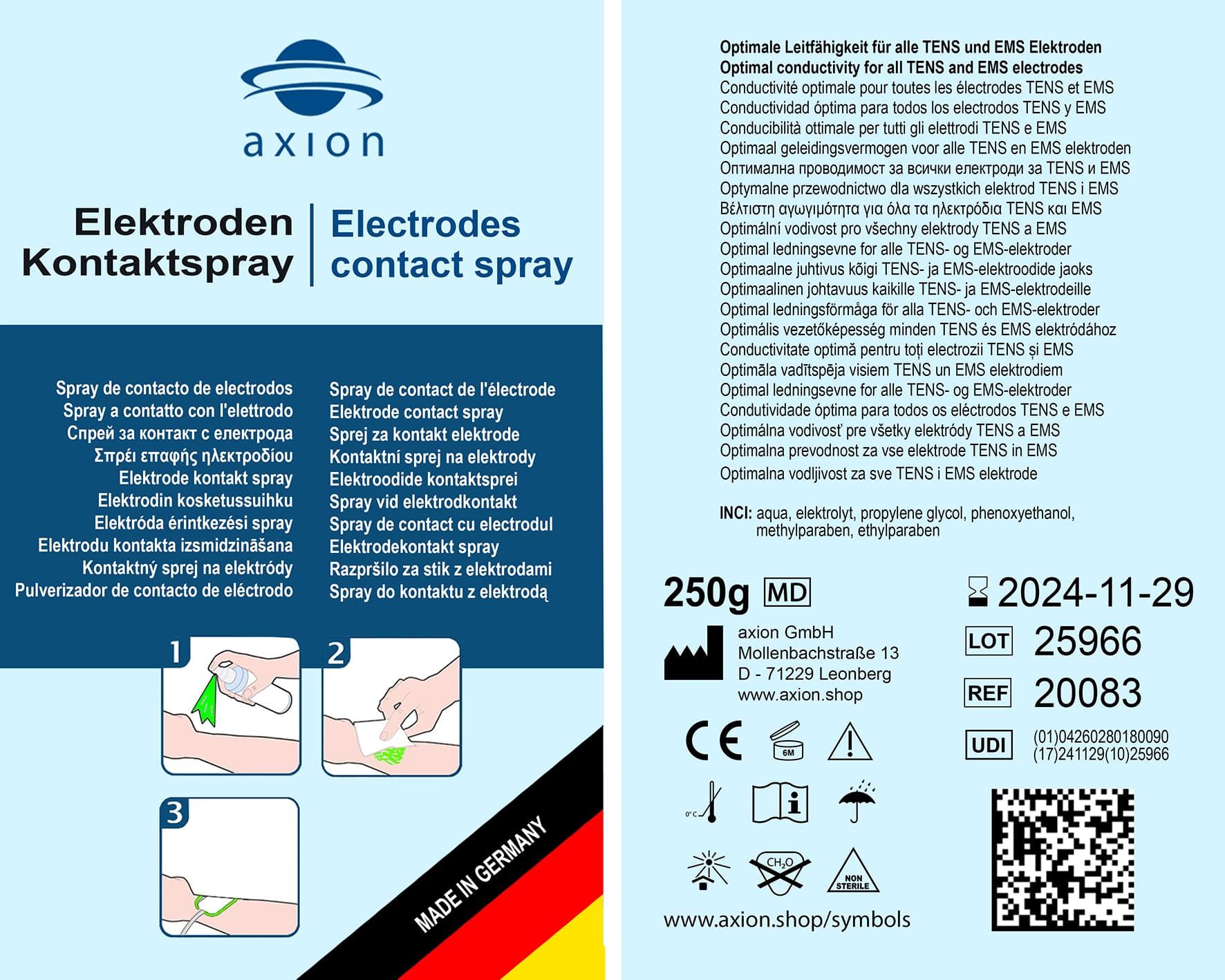 axion® Kontakt- und Reinigungsspray für Anwendungen mit Elektroden