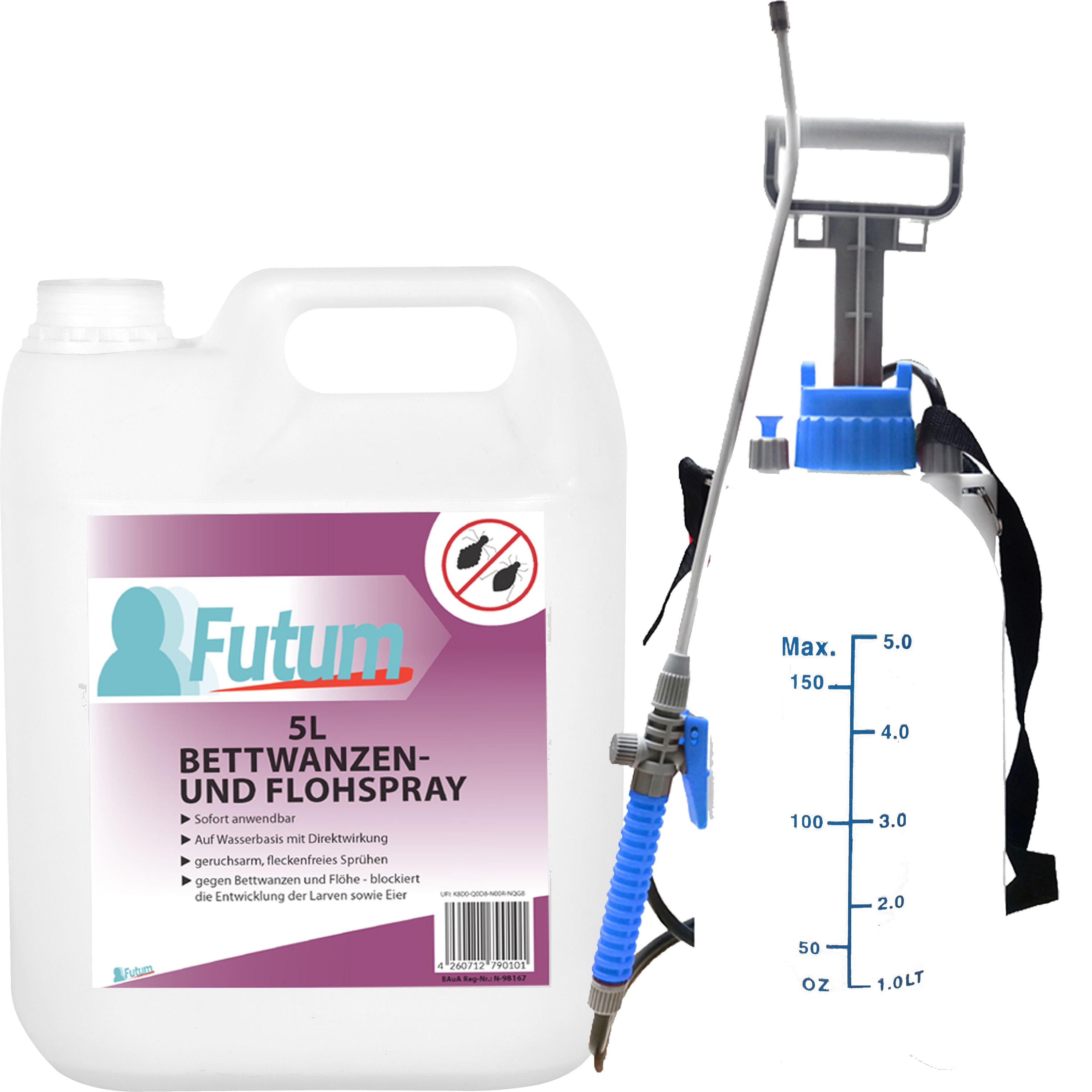 FUTUM Bettwanzenspray / Flohmittel + SPRÜHER