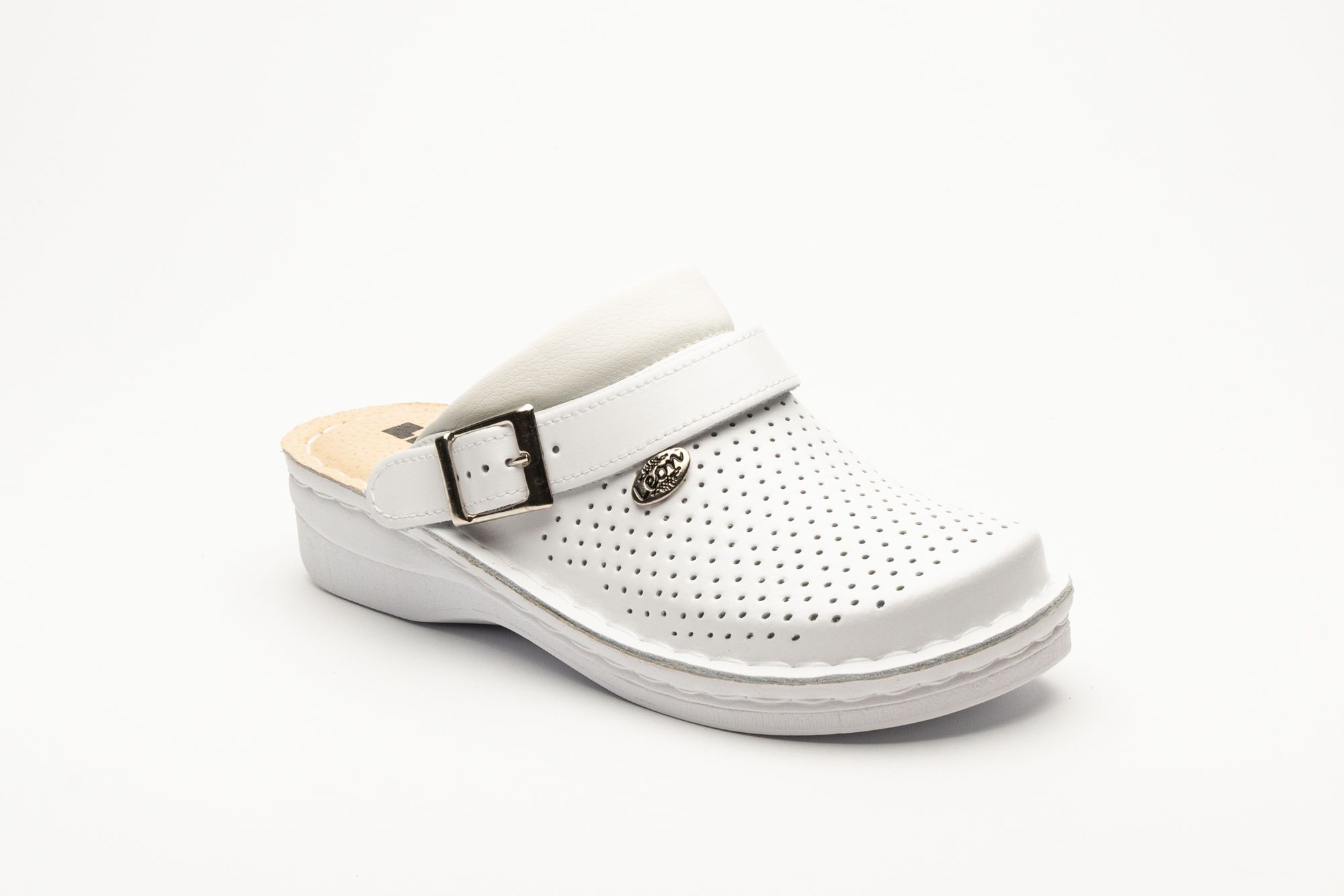 LEON -  Pantolette aus Leder weiß Gr.40