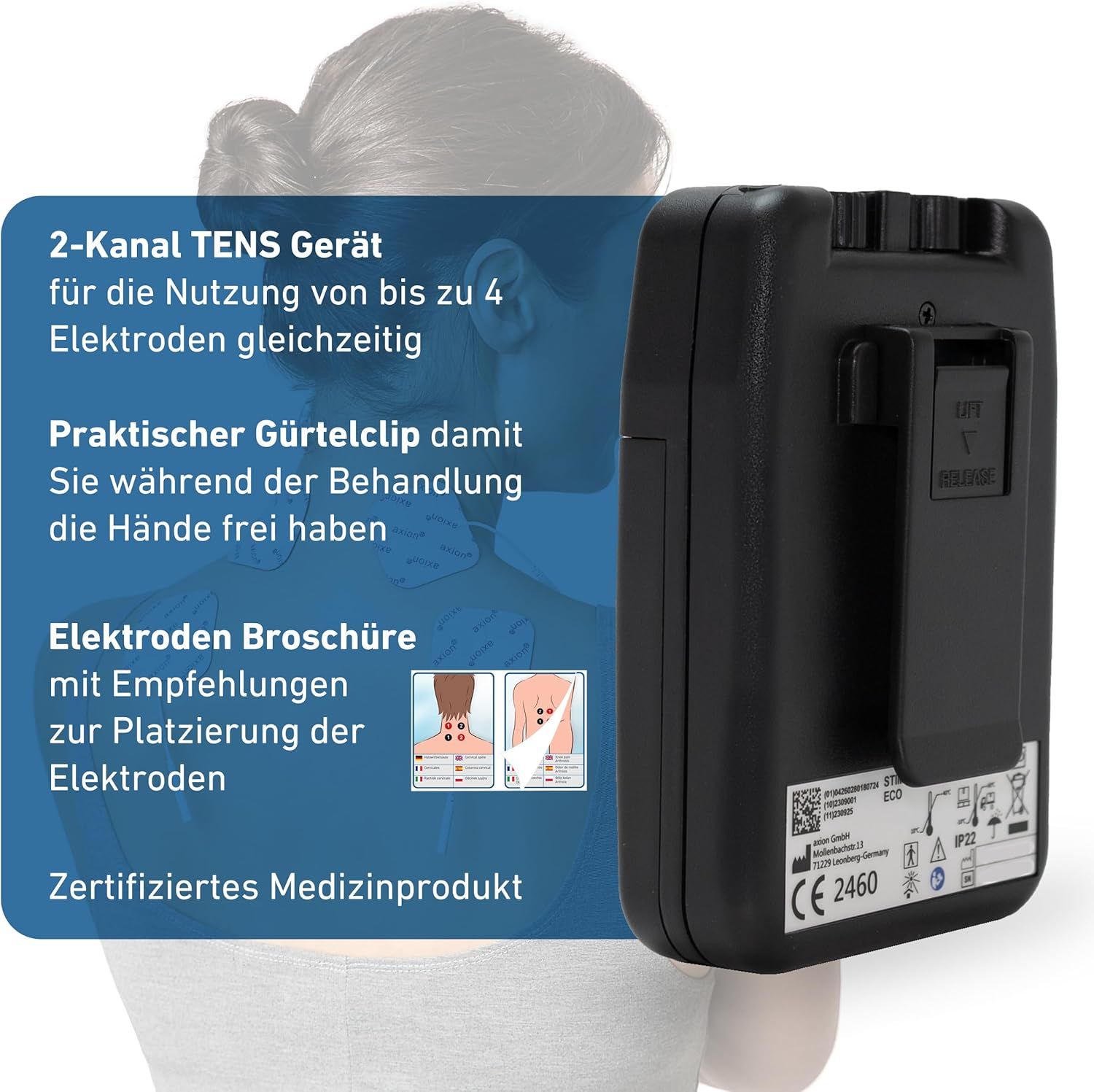 axion® STIM-PRO ECO TENS-Gerät zur Schmerztherapie