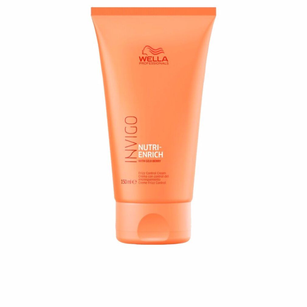 Orangefarbene Creme-Tube. Aufschrift: INVIGO, Nutri-Enrich, Frizz Control Cream. Marke: Wella. Mit Verschlusskappe.