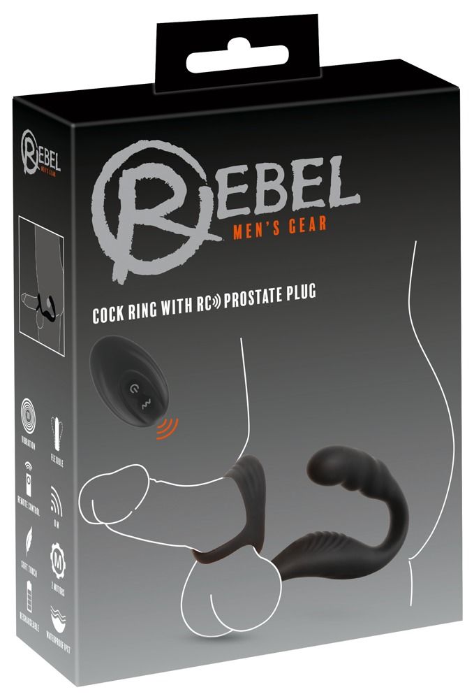 Rebel - Penis-/Hodenring mit Perineum- & Prostata-Vibrator