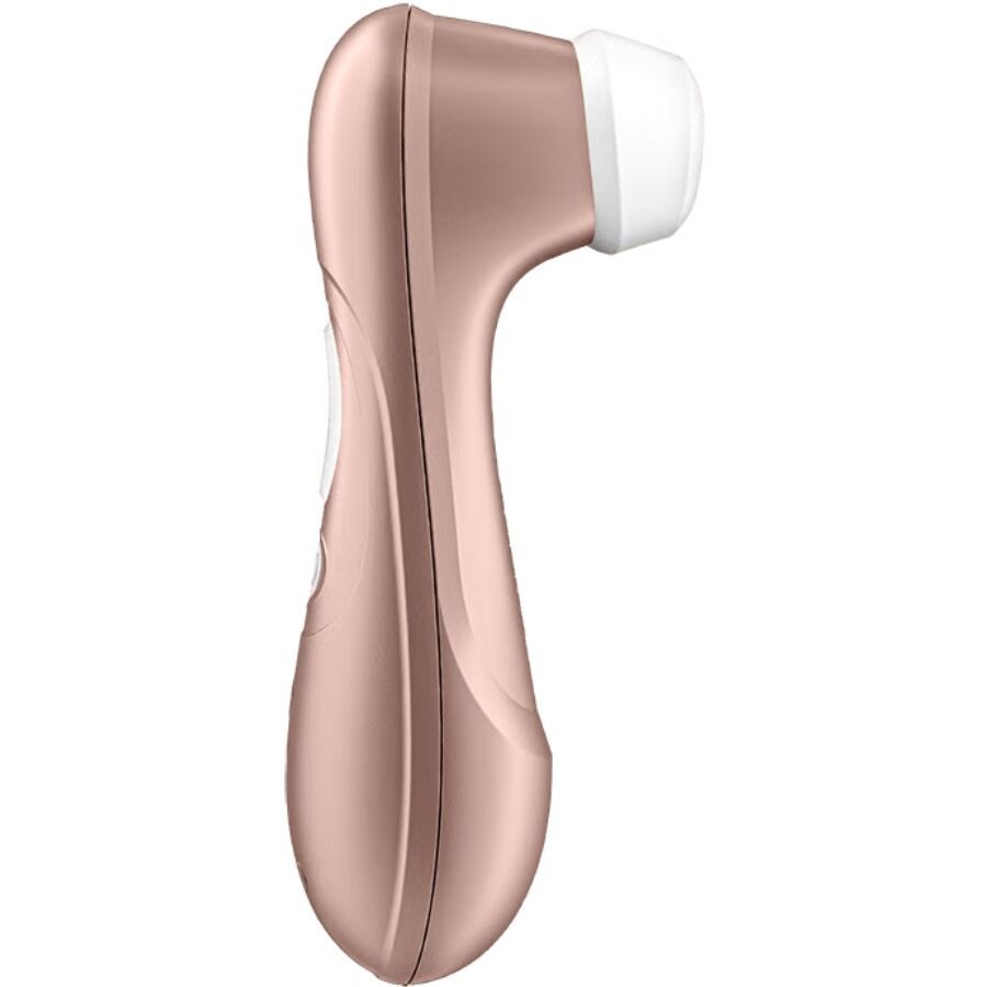 Satisfyer Pro 2 Air Pulse Stimulator in Roségold, Seitenansicht, schwebend.