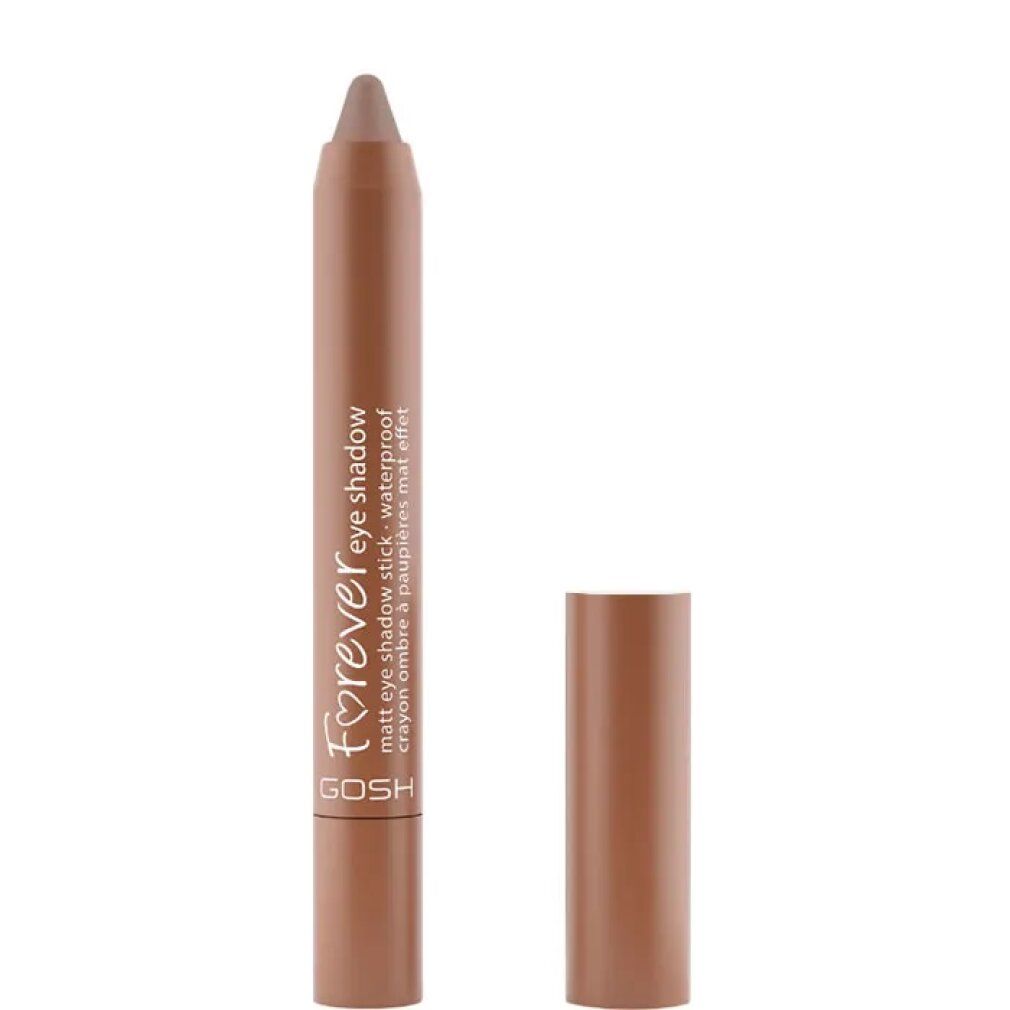 Stift-Lidschatten FOREVER, Farbe Nougat. Wasserfest. Deckel daneben. Marke GOSH.