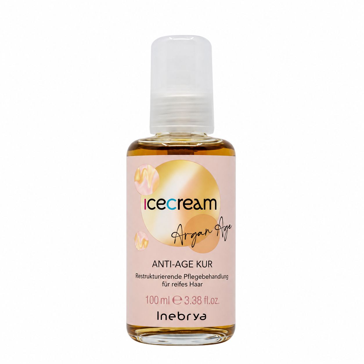 Inebrya Ice Cream Argan Age Pro-Age Treatment, 100ml Flasche und Karton.