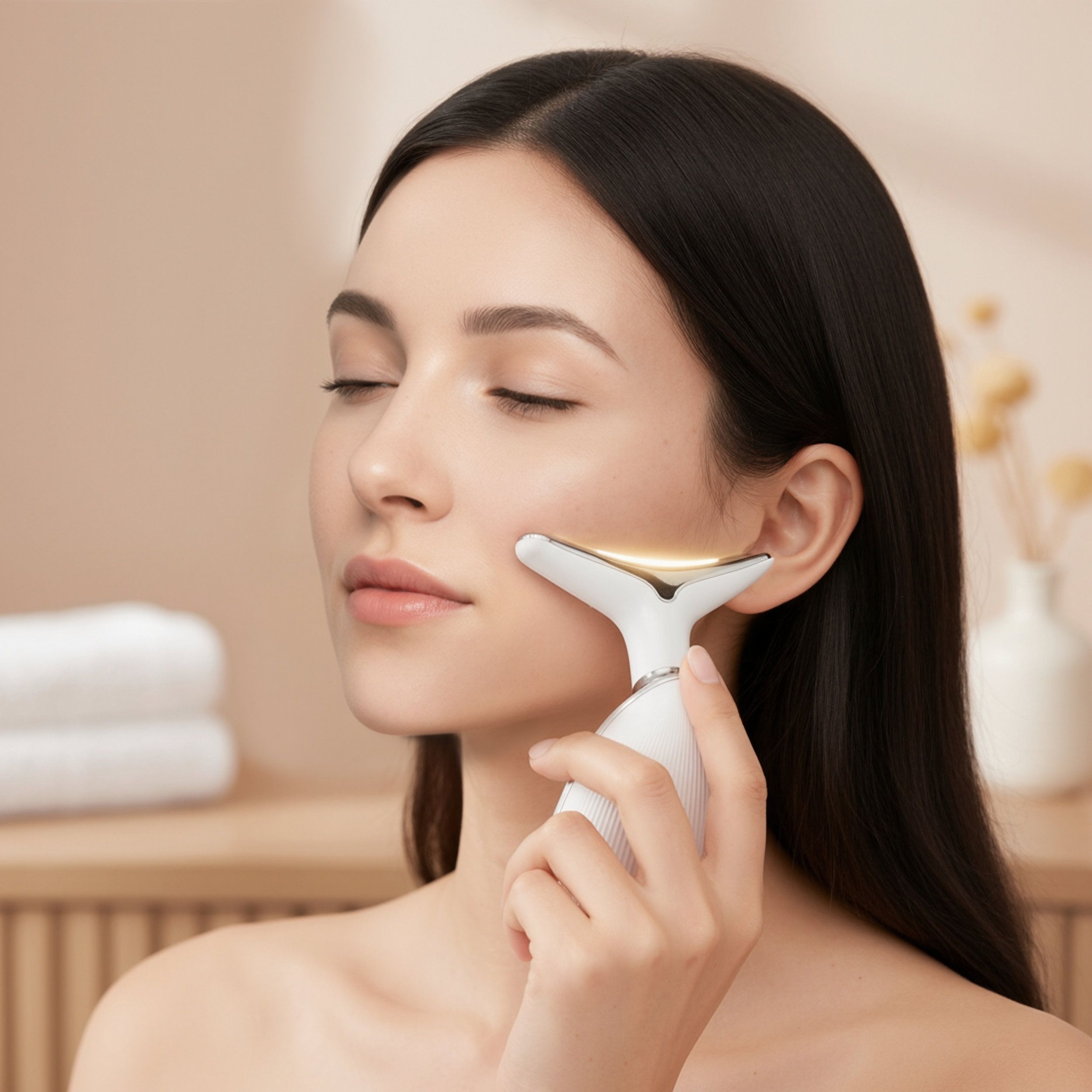 EMS- & LED-Gesichtsreinigungsgerät – Positive/Negative Ionen, Anti-Aging, Straffend & Wärme