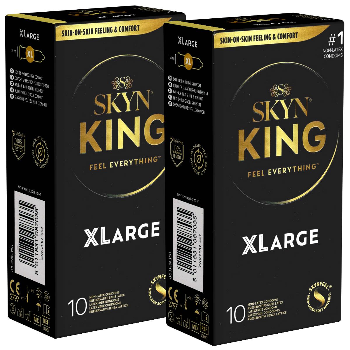 SKYN King XLarge Kondome, 10 Stück. Nicht-Latex-Kondome für Hautgefühl und Komfort.