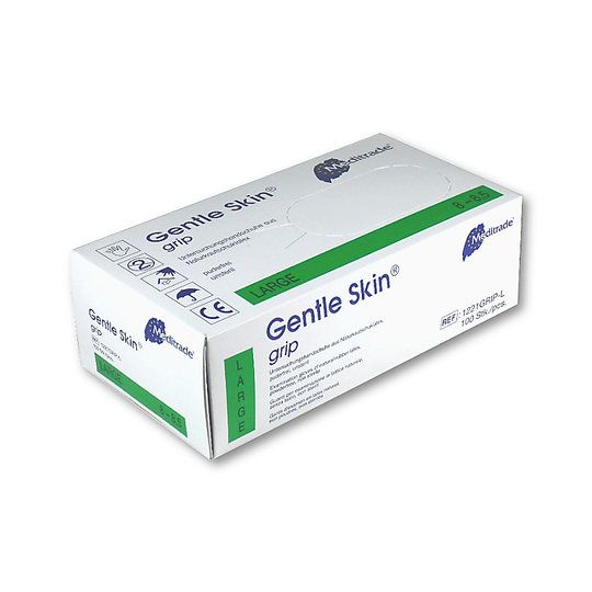 Meditrade Gentle Skin Grip Latexhandschuhe, Größe L, beige, 100 Stück.