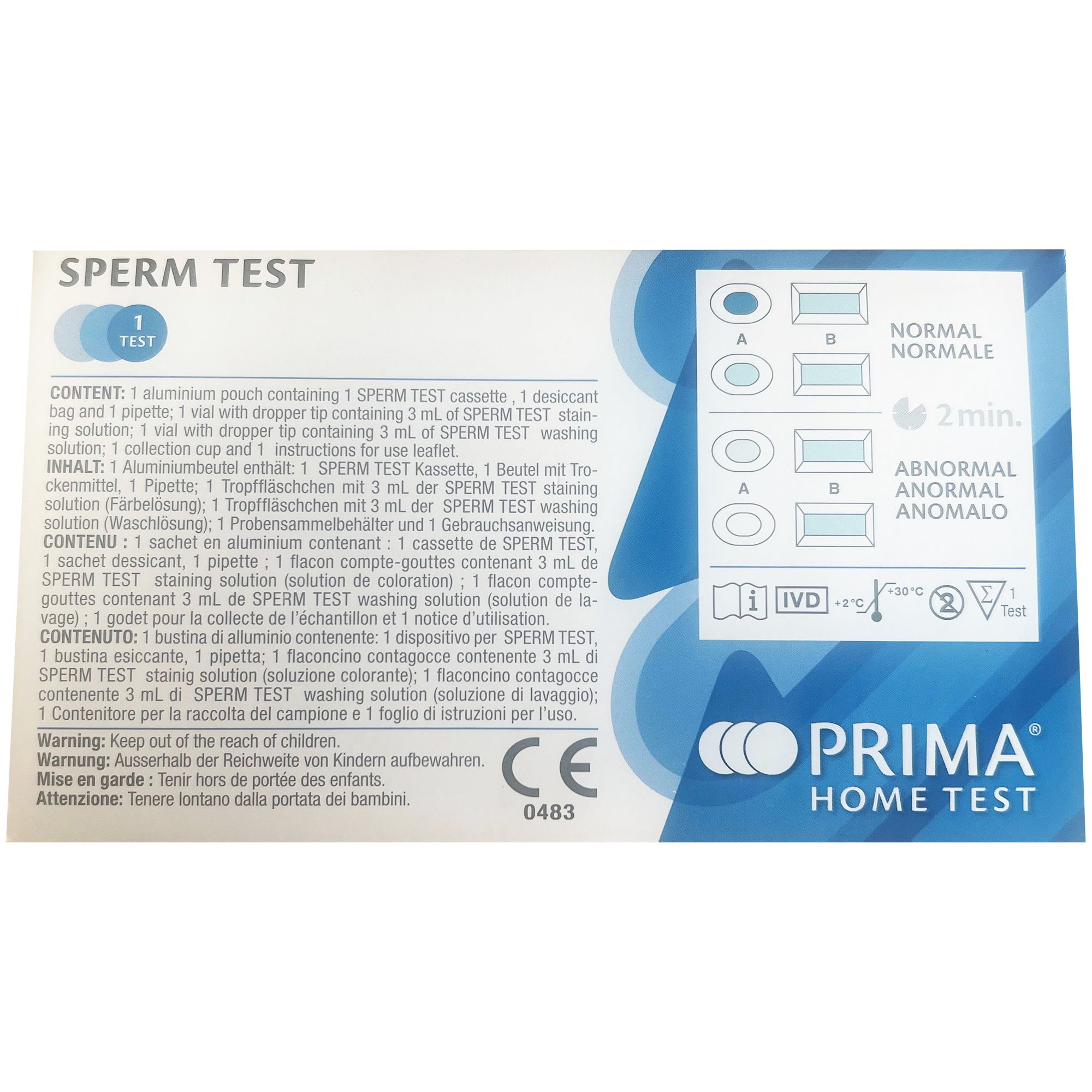 PRIMA Home Test - Spermatest - Fruchtbarkeitstest für Männer