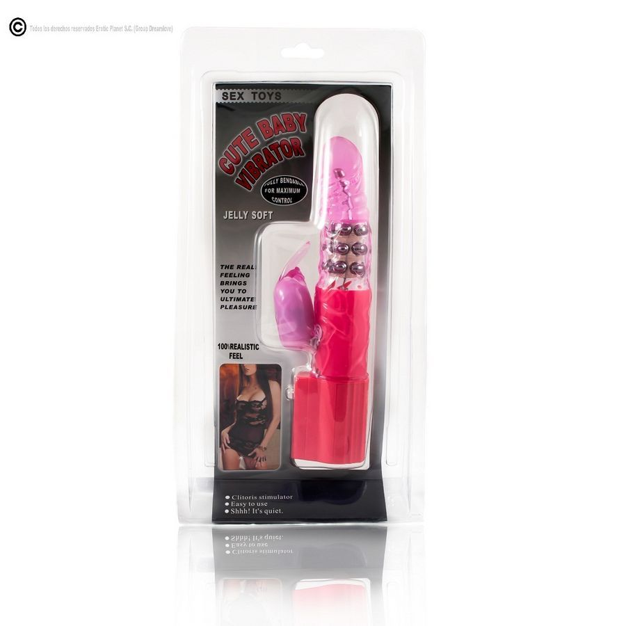 Pinker Vibrator in Blisterverpackung, Nahaufnahme.