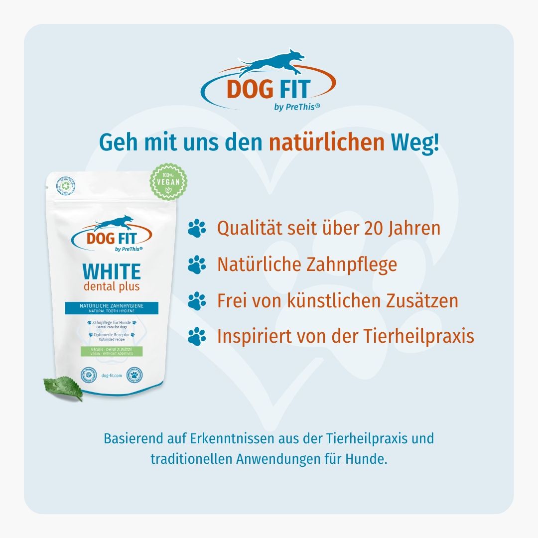DOG FIT by PreThis® WHITE dental plus » Zahnsteinreduzierung & Zahnpflege für Hunde