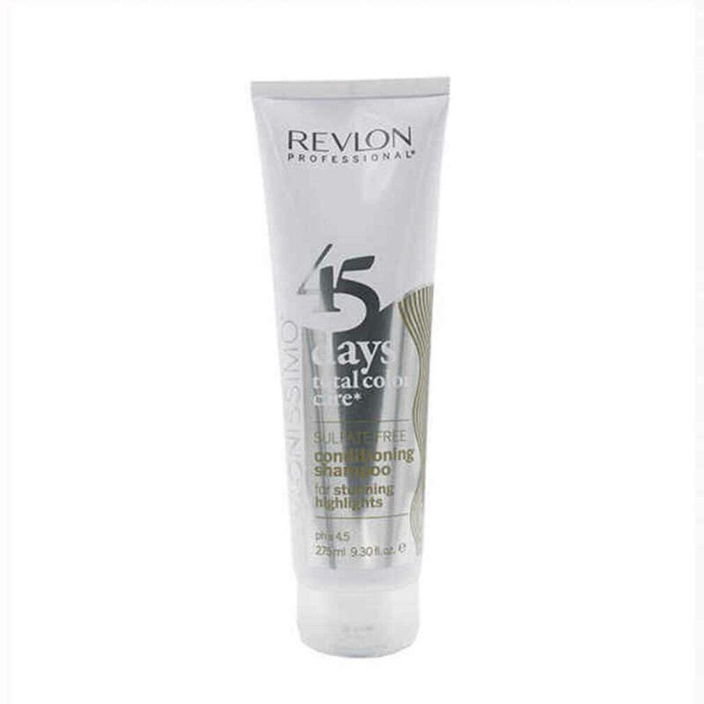 Weiße Tube mit Produktnamen und Schriftzug. Enthält '45 days total color care' und 'conditioning shampoo'.