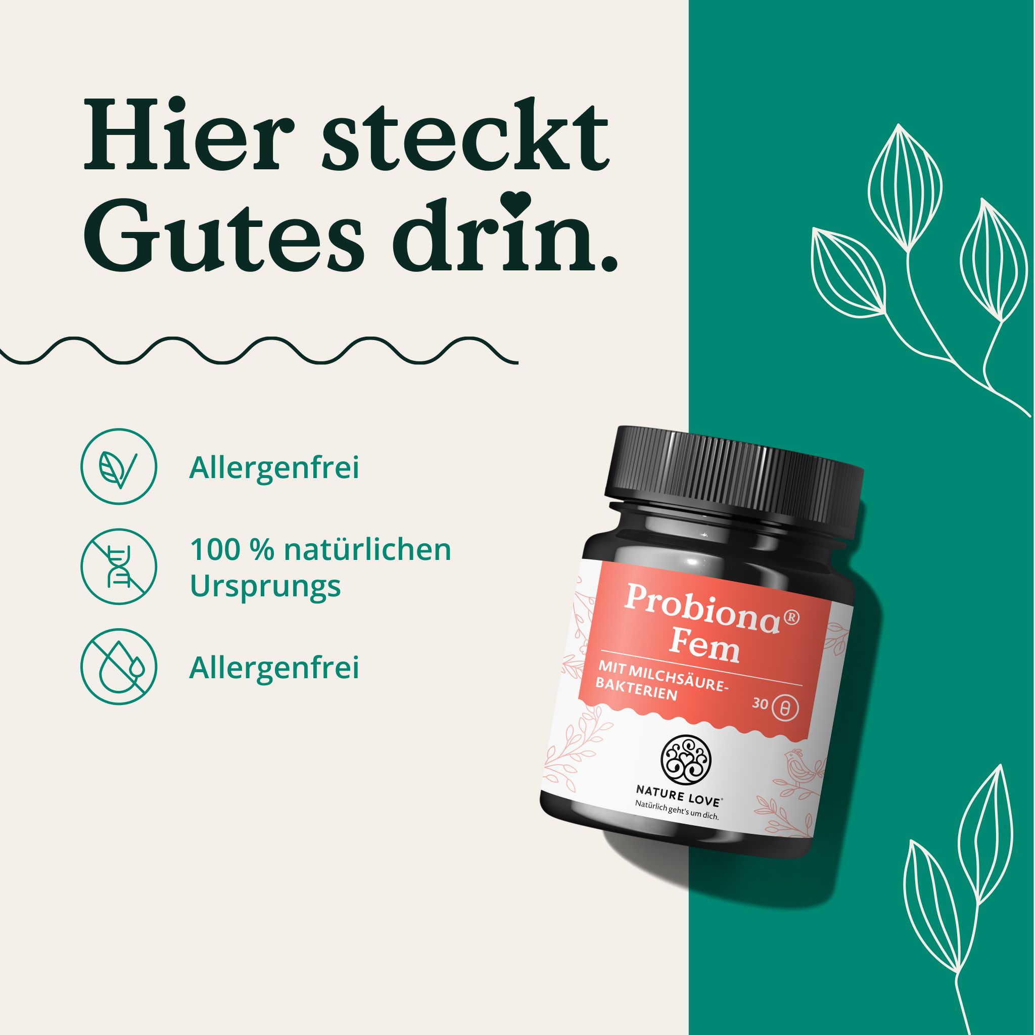 Probiona Fem Kapseln mit Milchsäurebakterien, 30 Stück.